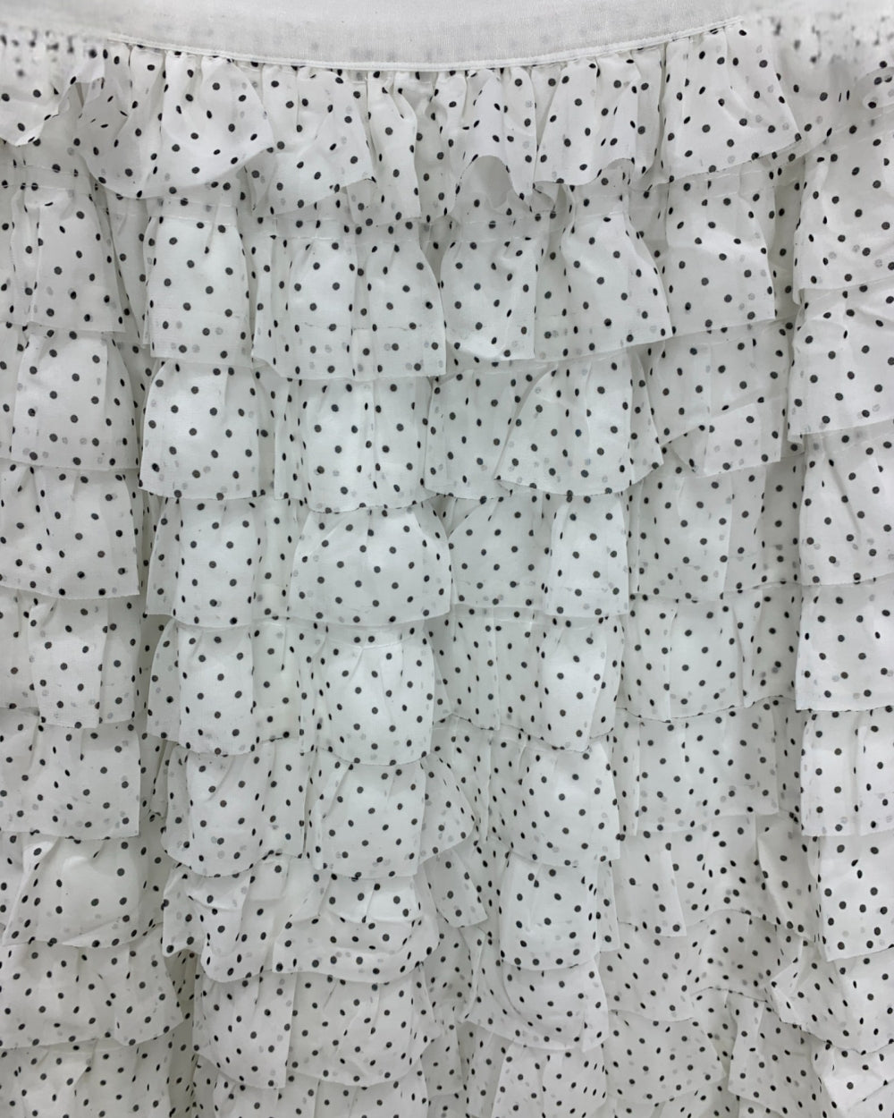 White Tiered Polka Dot Ruffle Skirt - Zilvina