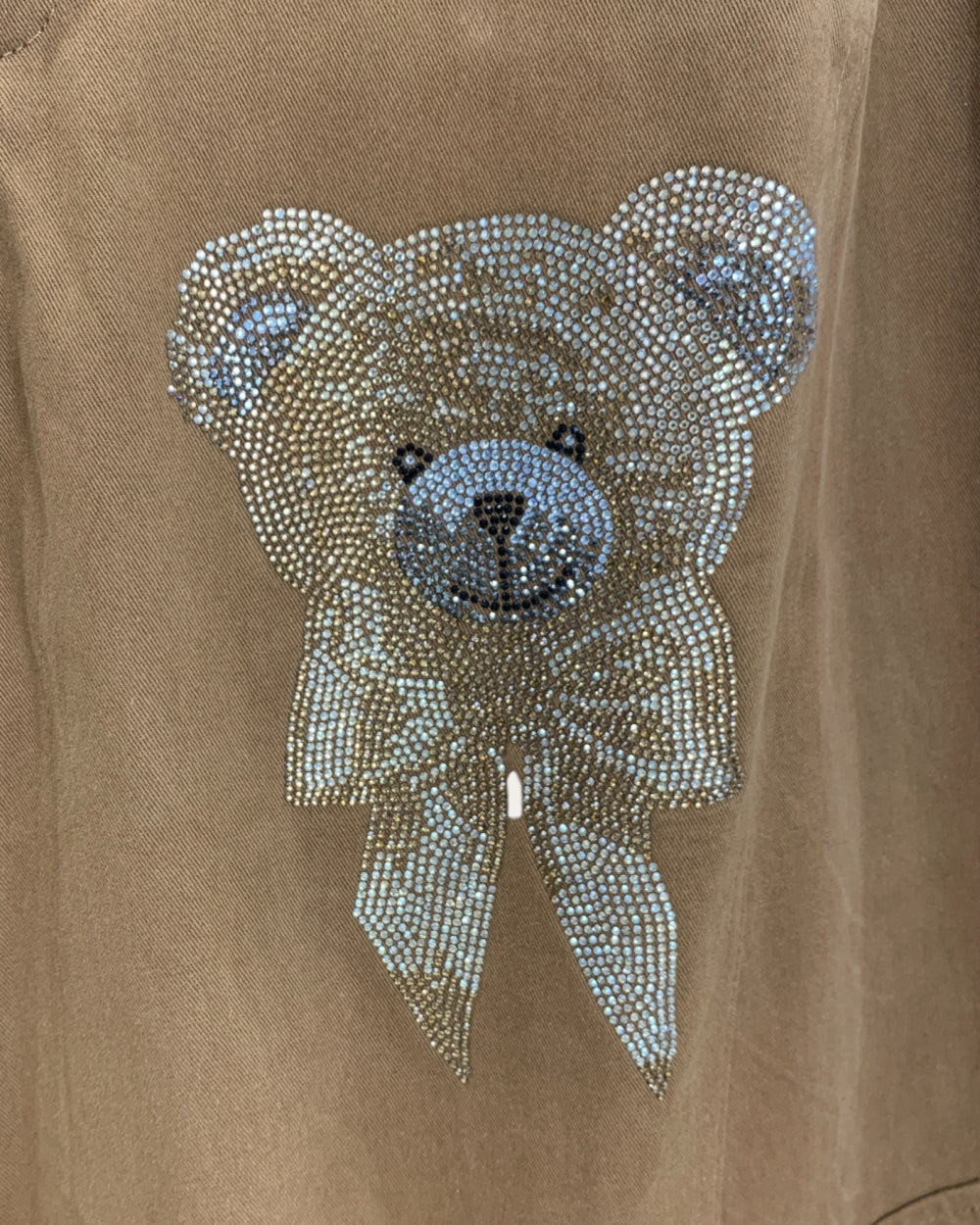 Wide - Leg Cargo Pants with Embellished Bear Patch - Zilvina