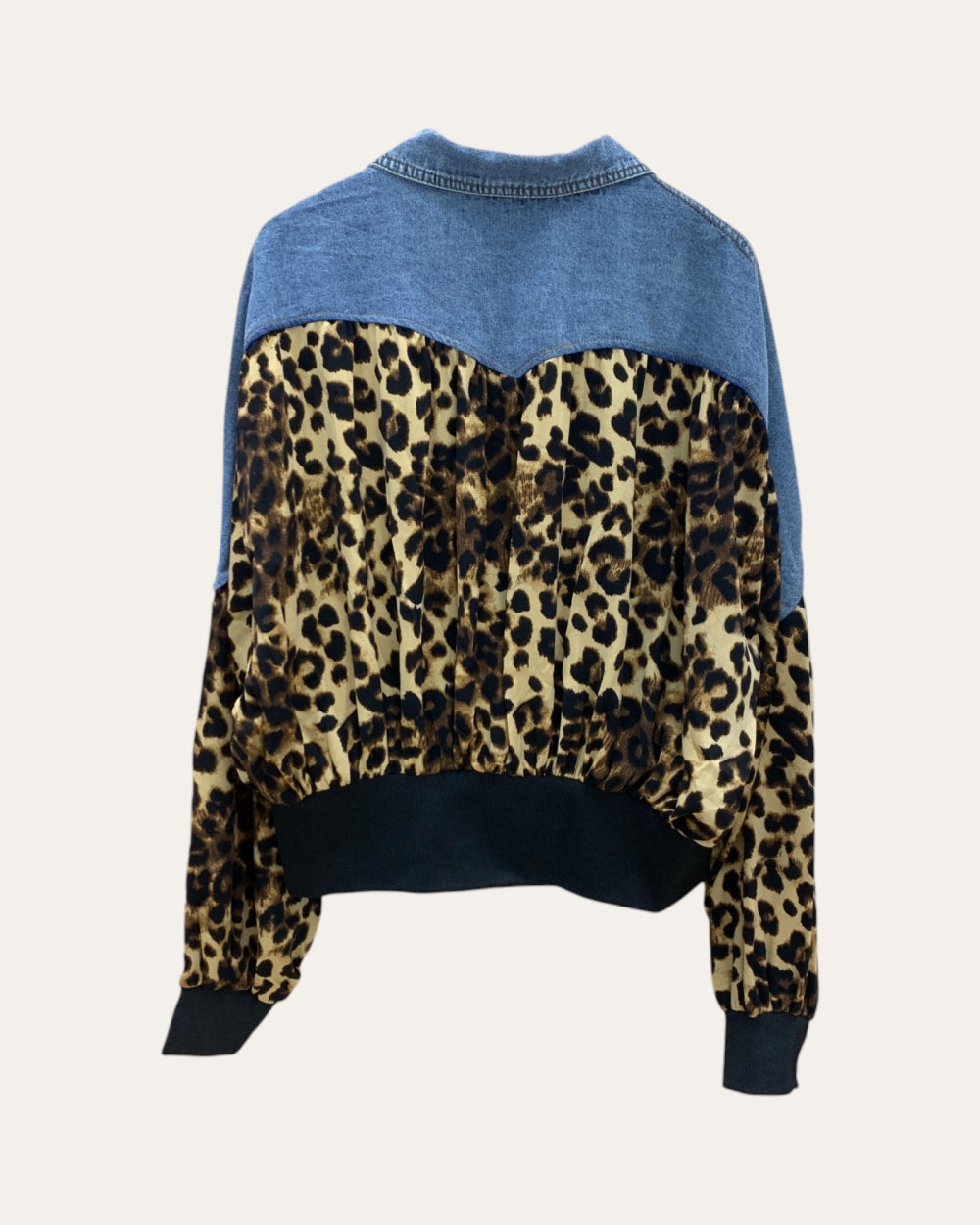 Wild Contrast Denim Leopard Jacket - Zilvina