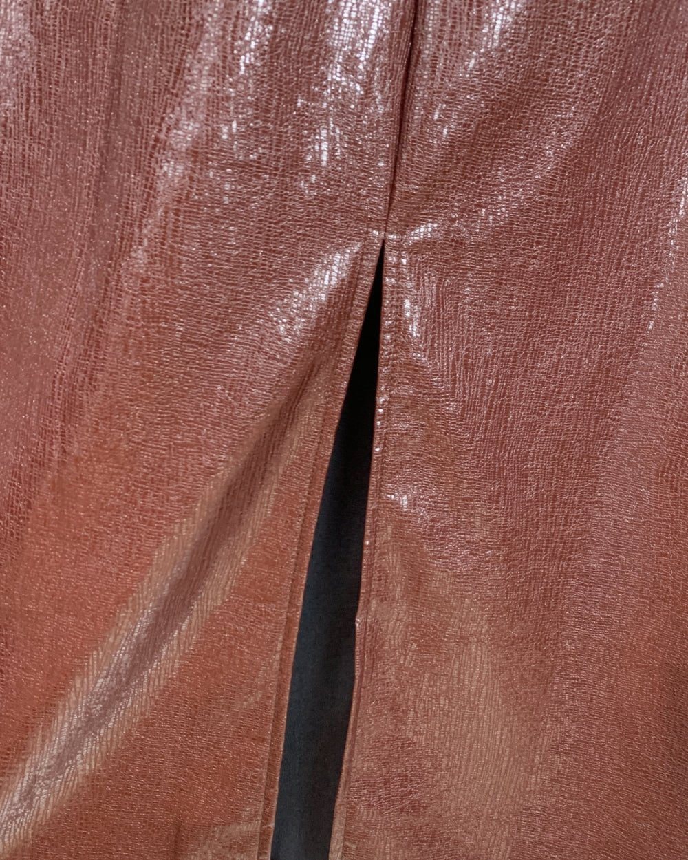 Wine Red Faux Leather Pencil Skirt - Zilvina