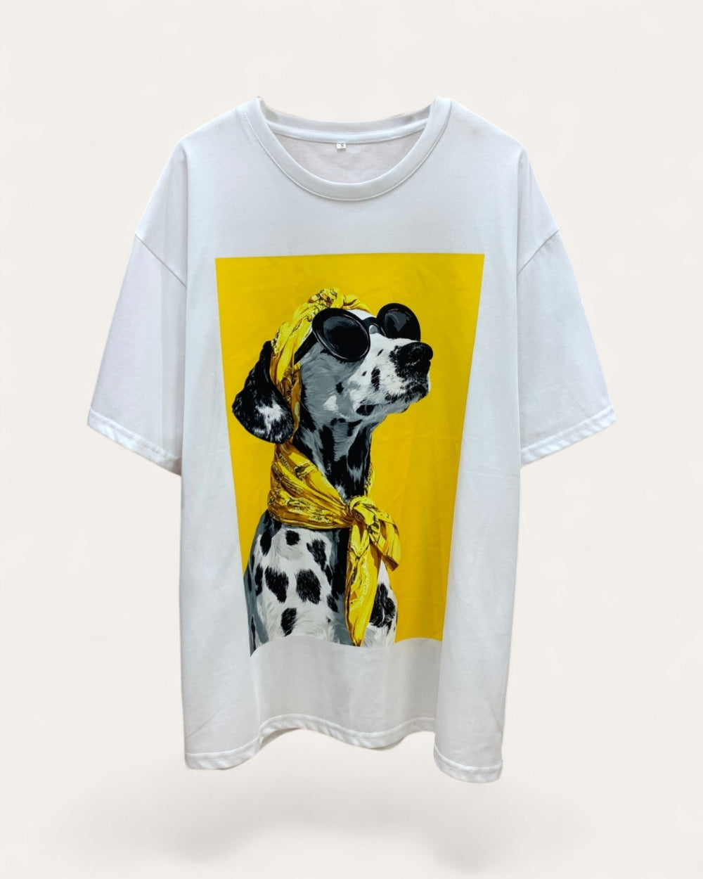Yellow Scarf Dalmatian Graphic Tee - Zilvina
