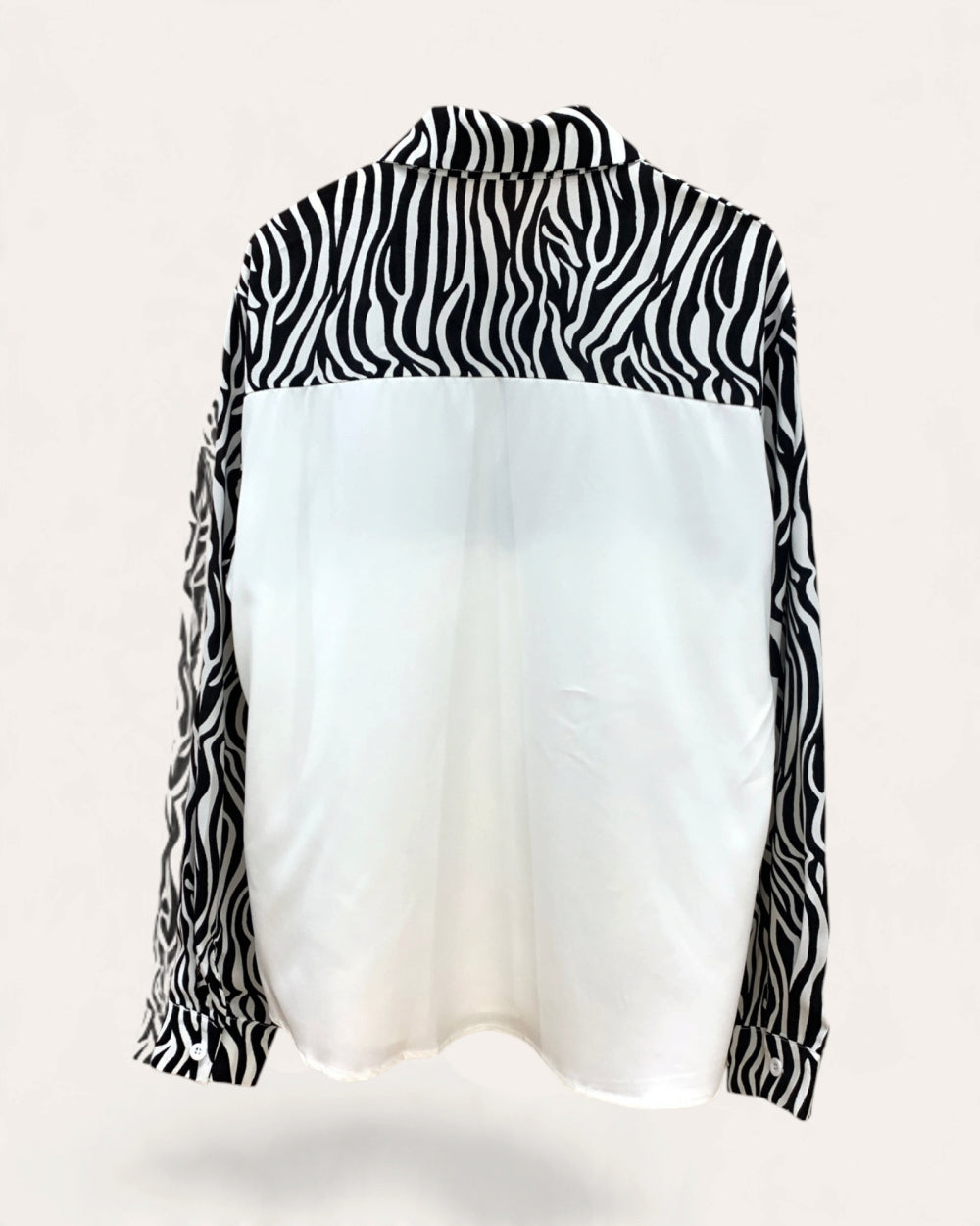 Zebra Print Rhinestone Pocket Blouse - Zilvina