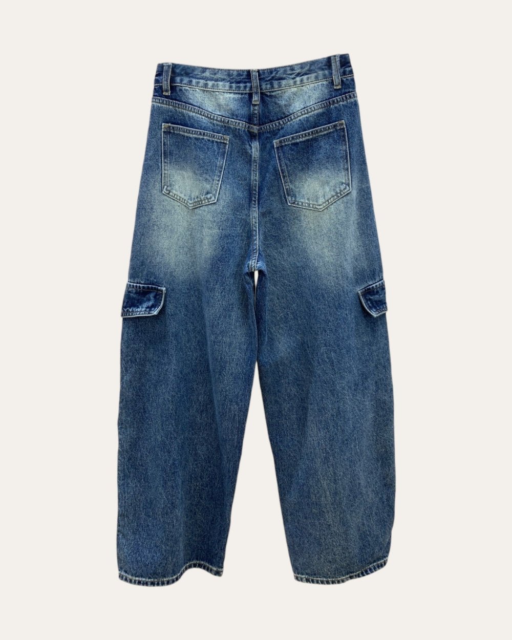 Zip Panel Cargo Barrel Jeans - Zilvina