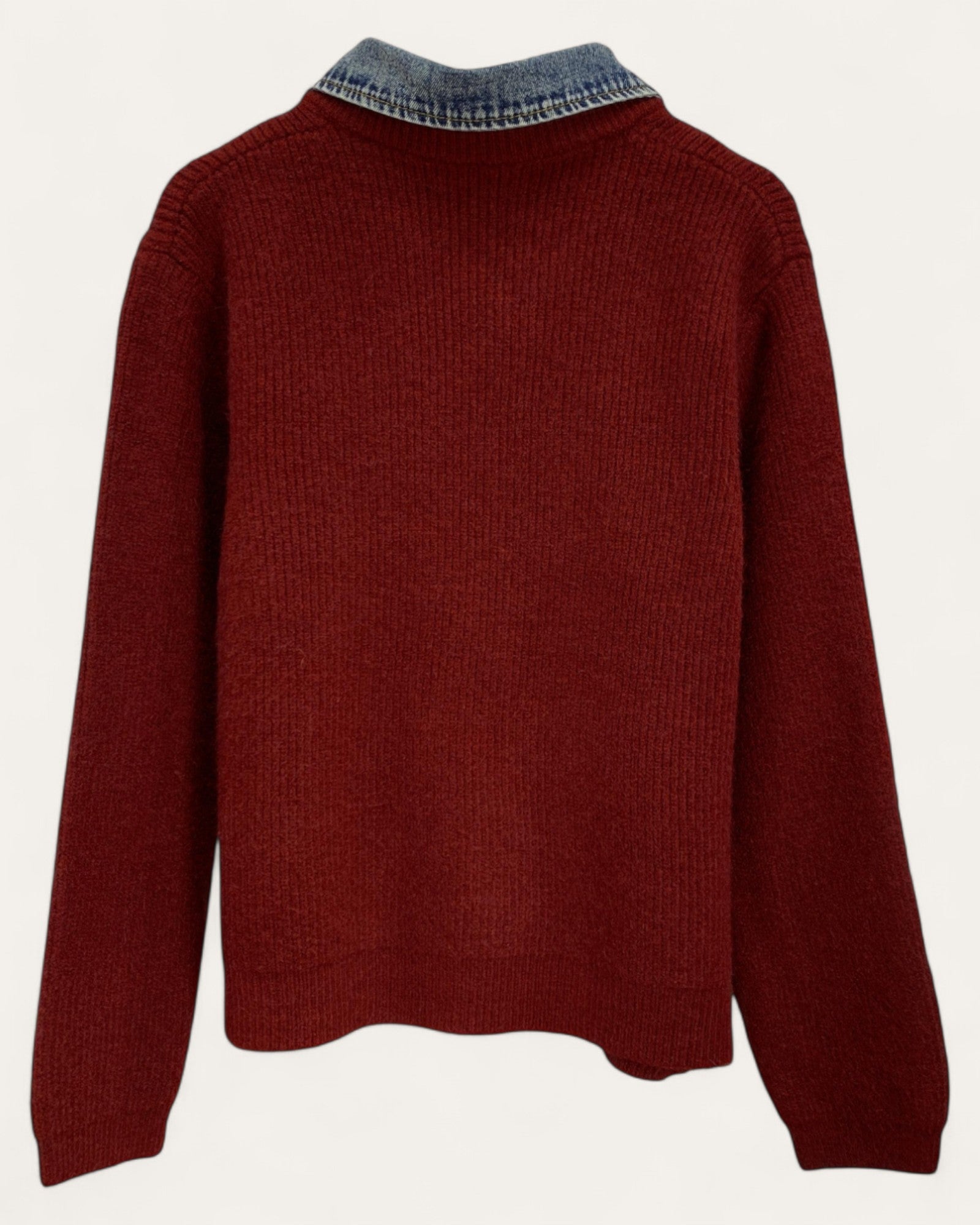 Corduroy Zip-Up Jacket with Contrast Collar