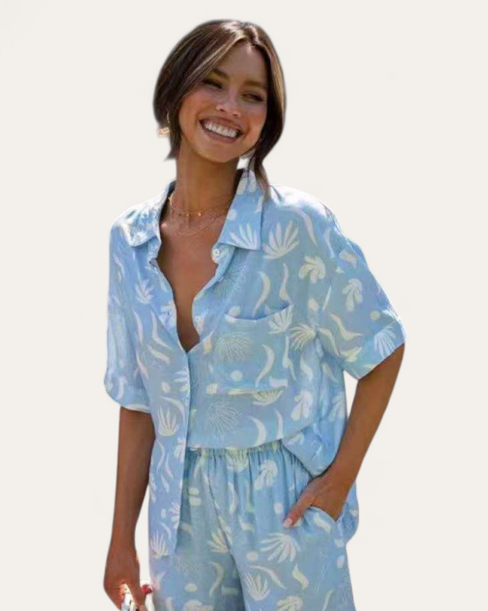 Printed Relaxed Shirt & Shorts Set