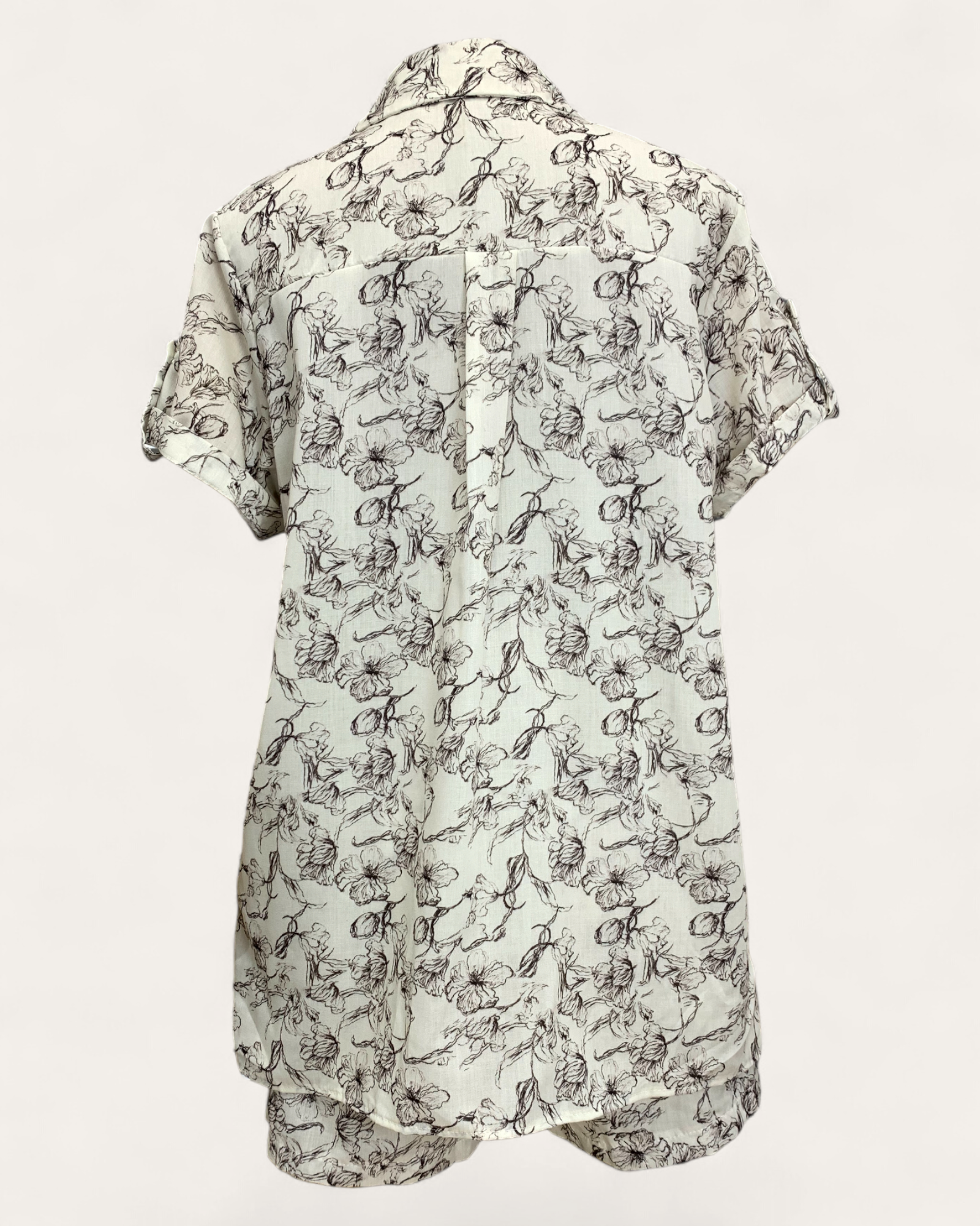 Elegant Sketch Print Button-Down Two-Piece Set