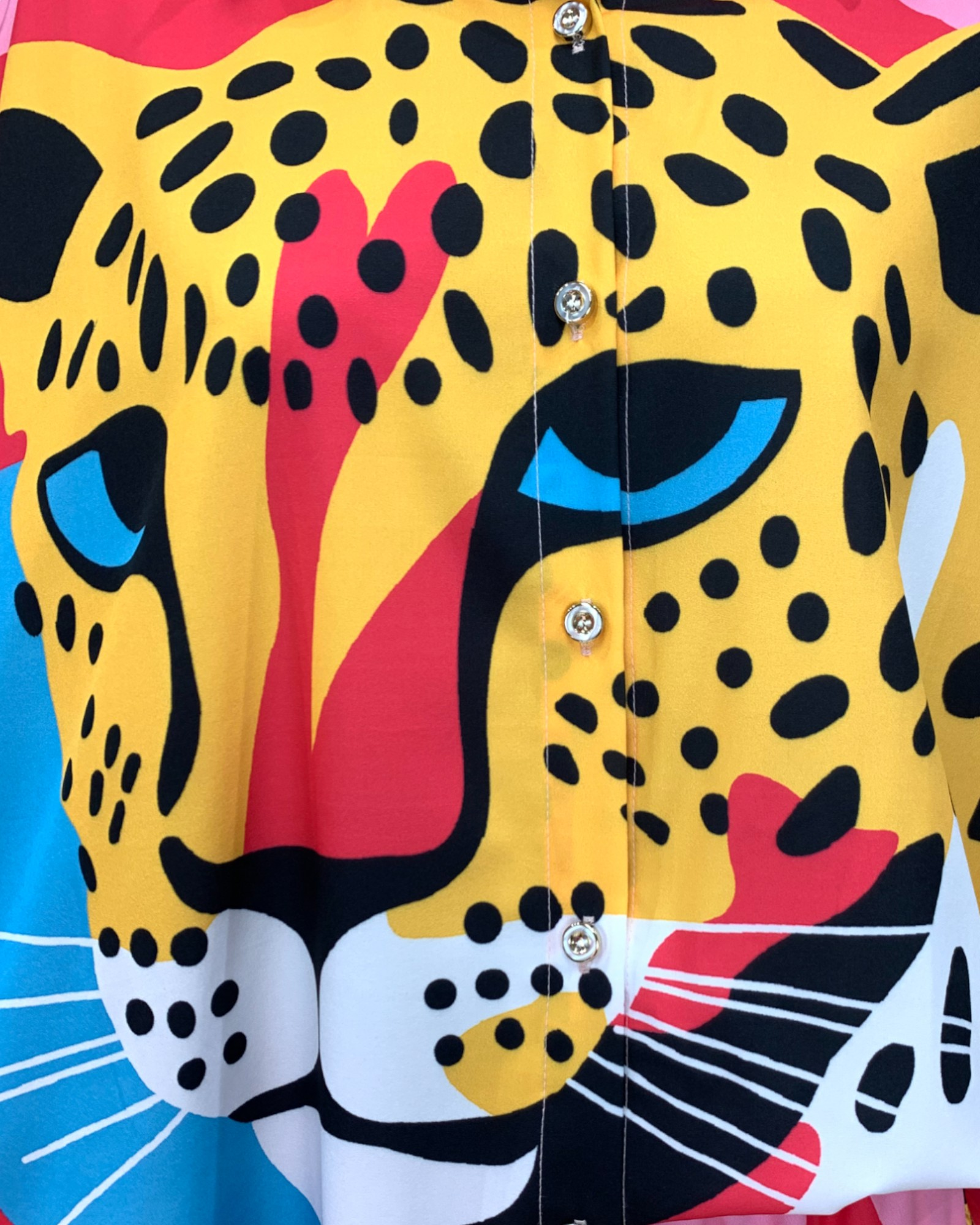 Bold Leopard Print Two-Piece Shirt and Pants Set