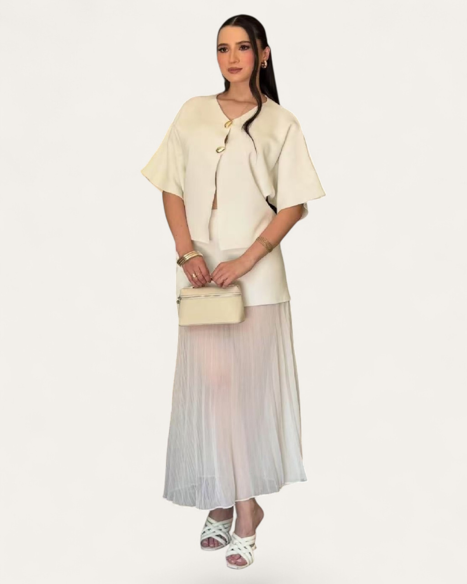 Two-Piece Knit Sets with Pleated Maxi Skirt