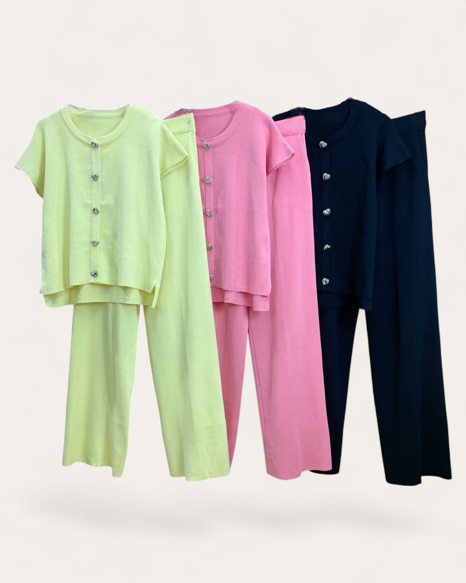 Heart Button Knit Lounge Set