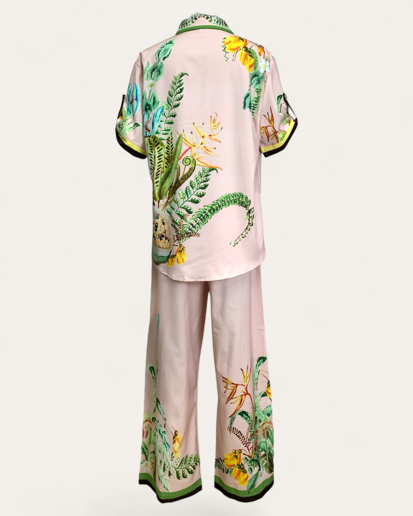 Tropical Garden Print Button-Down Set