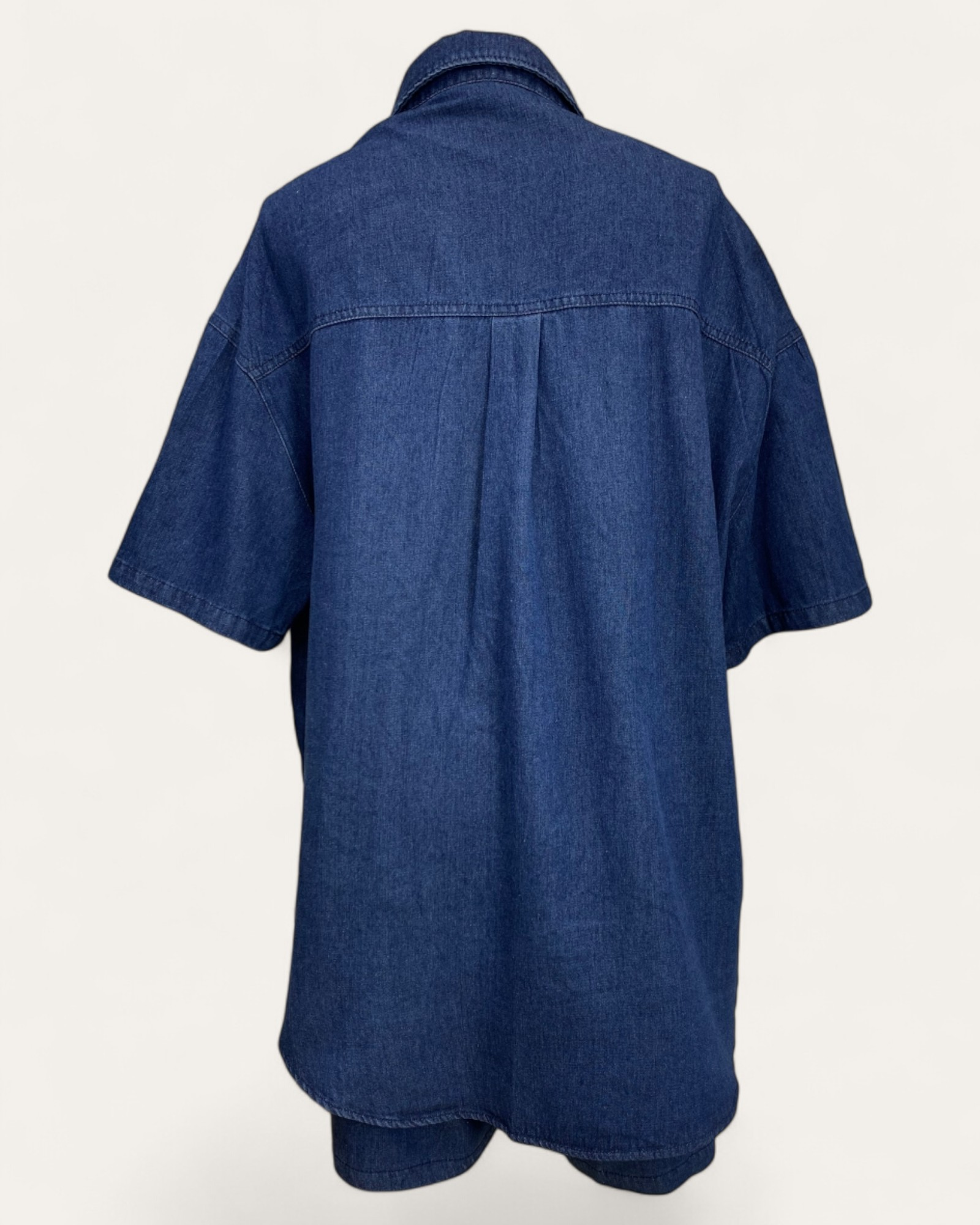 Embellished Denim Shirt & Shorts Set