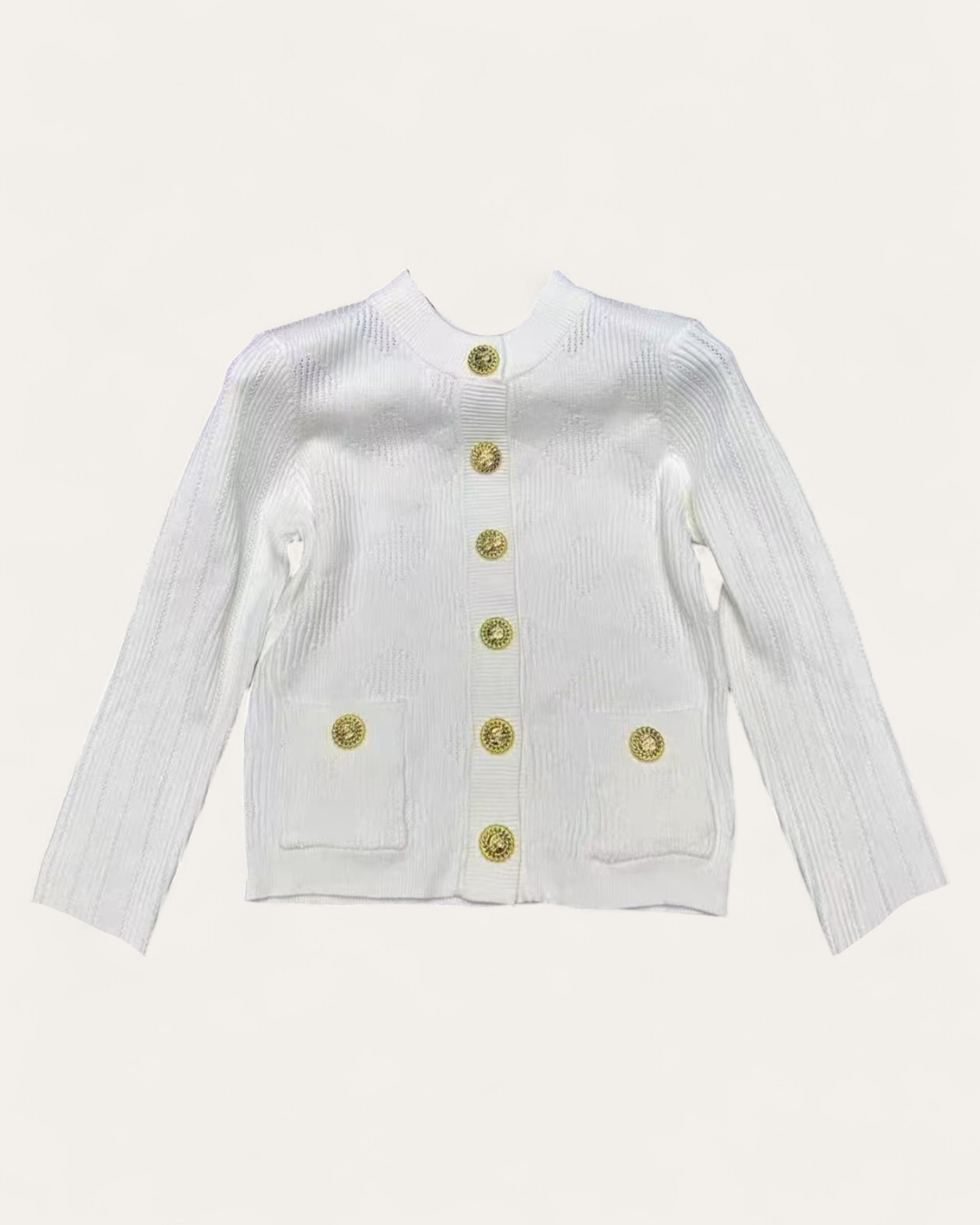 Gold Button Ribbed Knit Cardigans