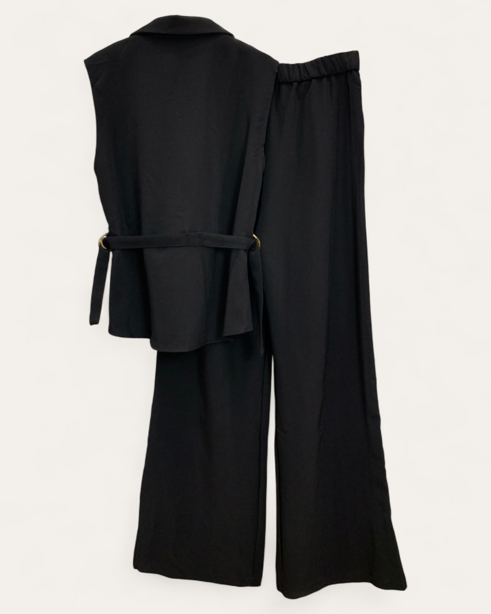 Minimalist Sleeveless Shirt & Wide-Leg Pants Set