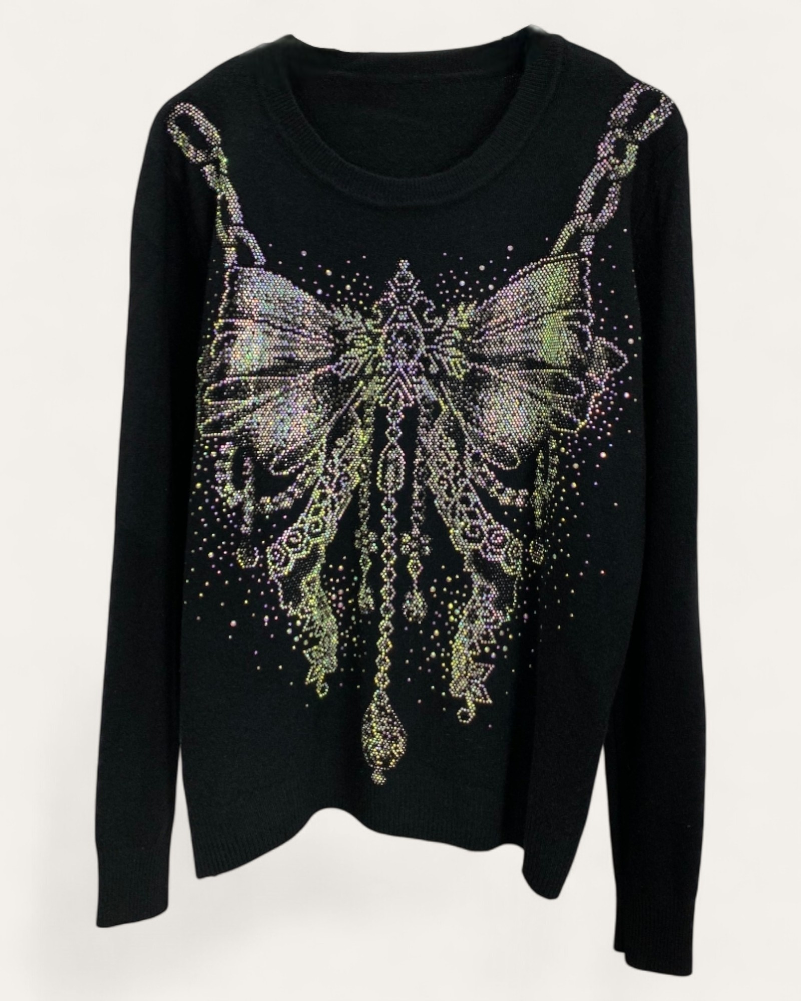 Rhinestone Bow Embellished Sweater