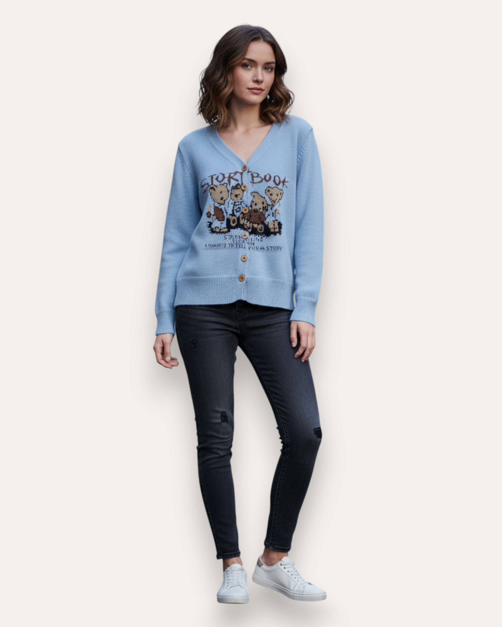 Storybook Teddy Embroidered Cardigan