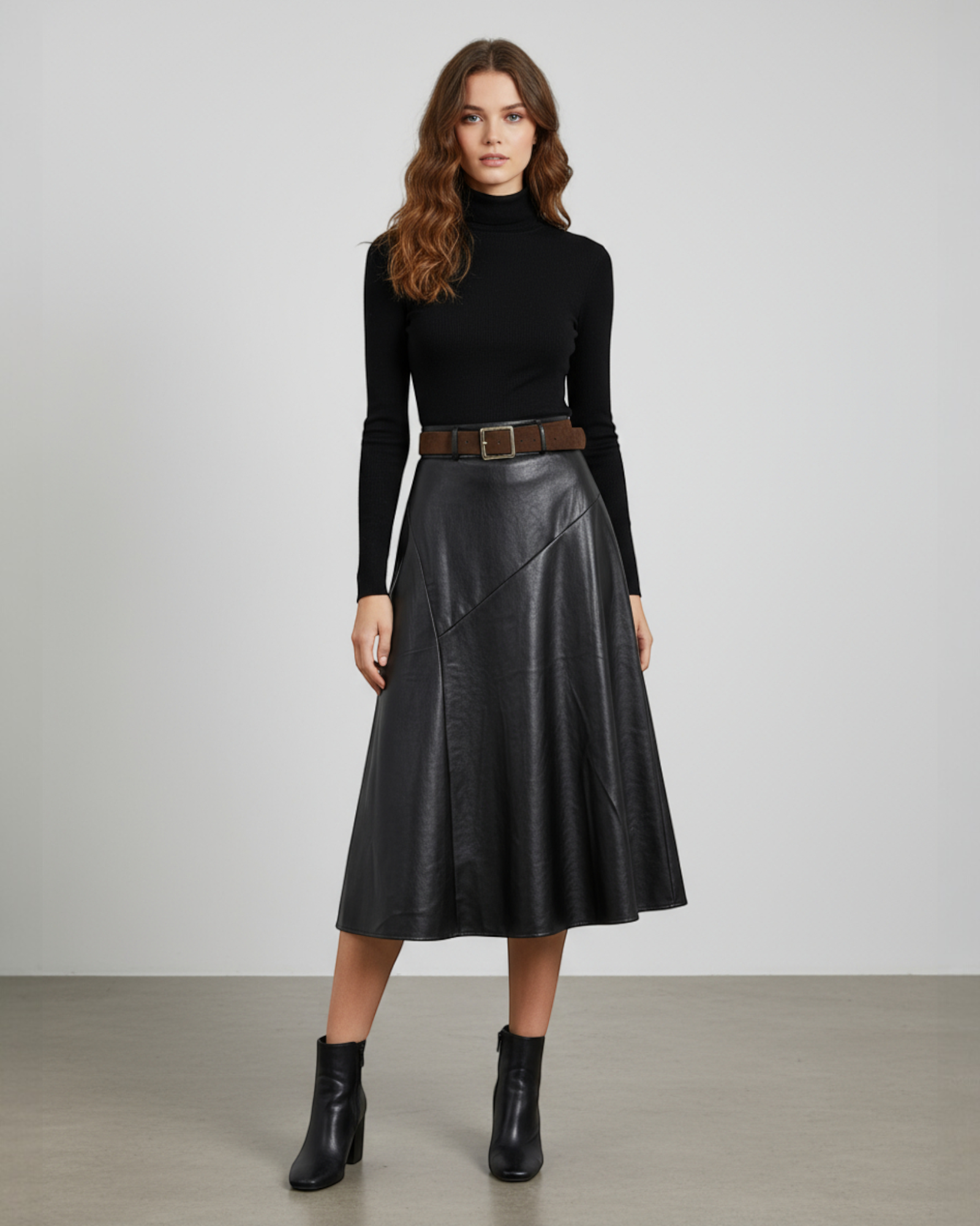 Faux Leather A-Line Maxi Skirt