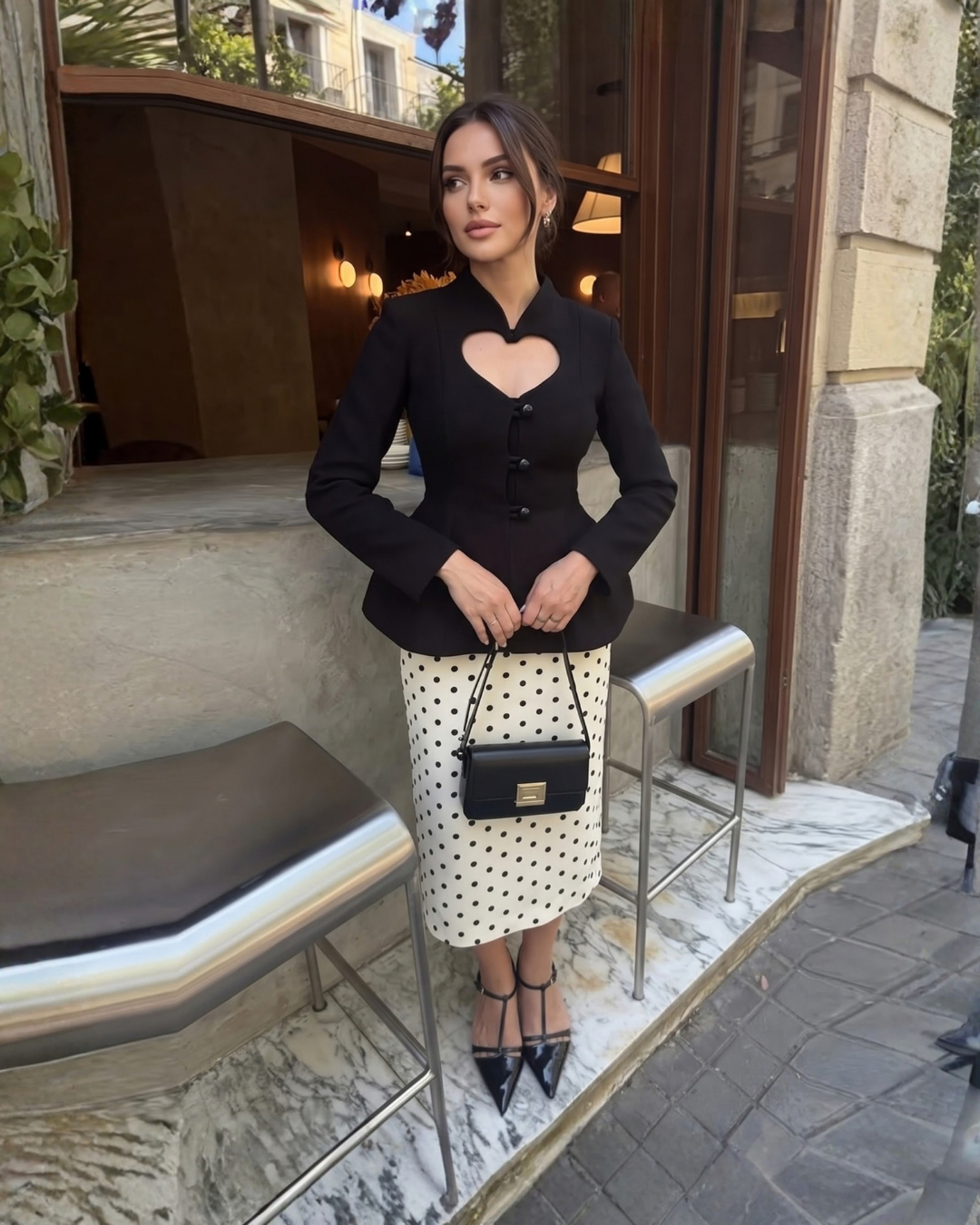 Heart Cutout Peplum Blazer