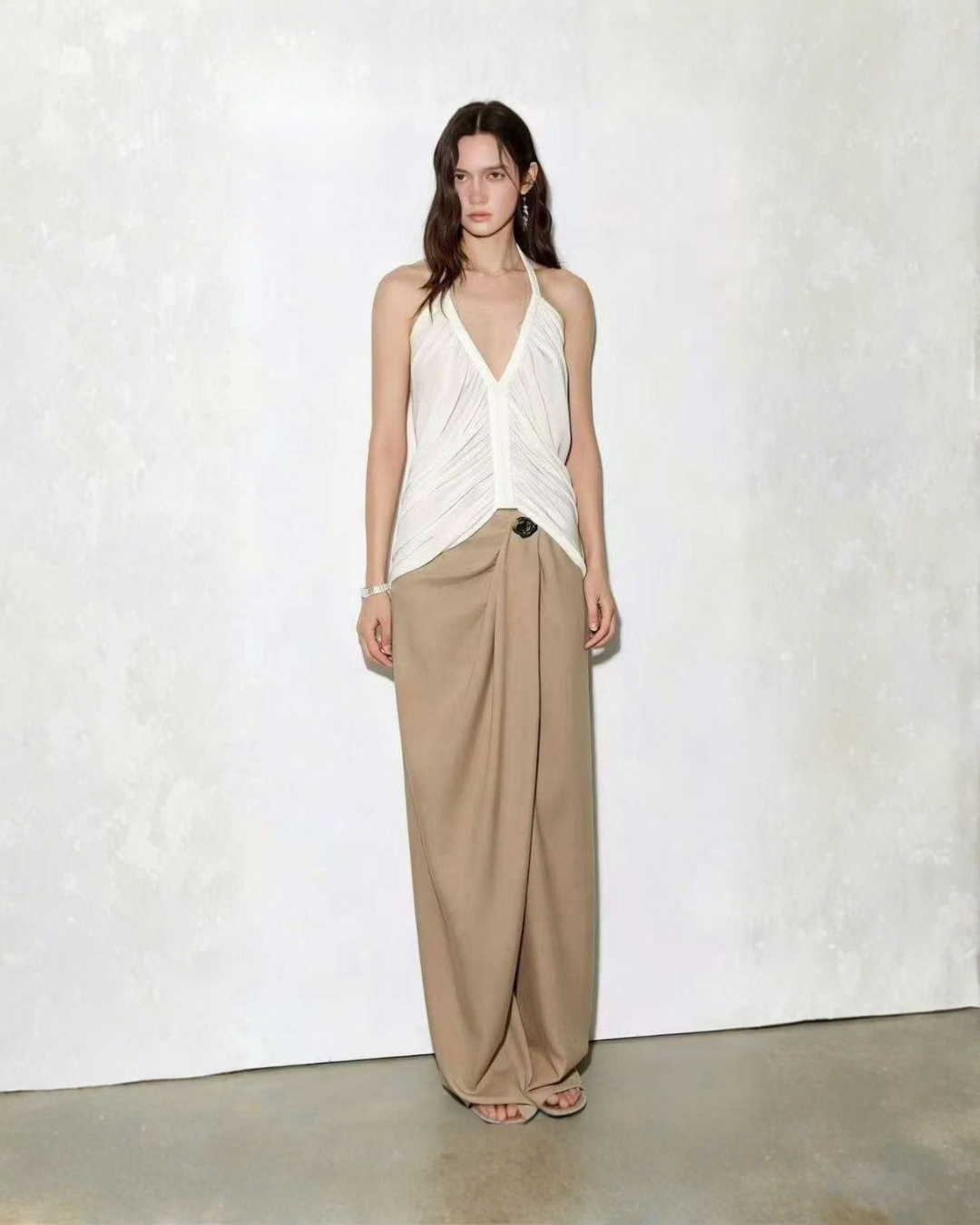 Buckled Drape Palazzo Pants