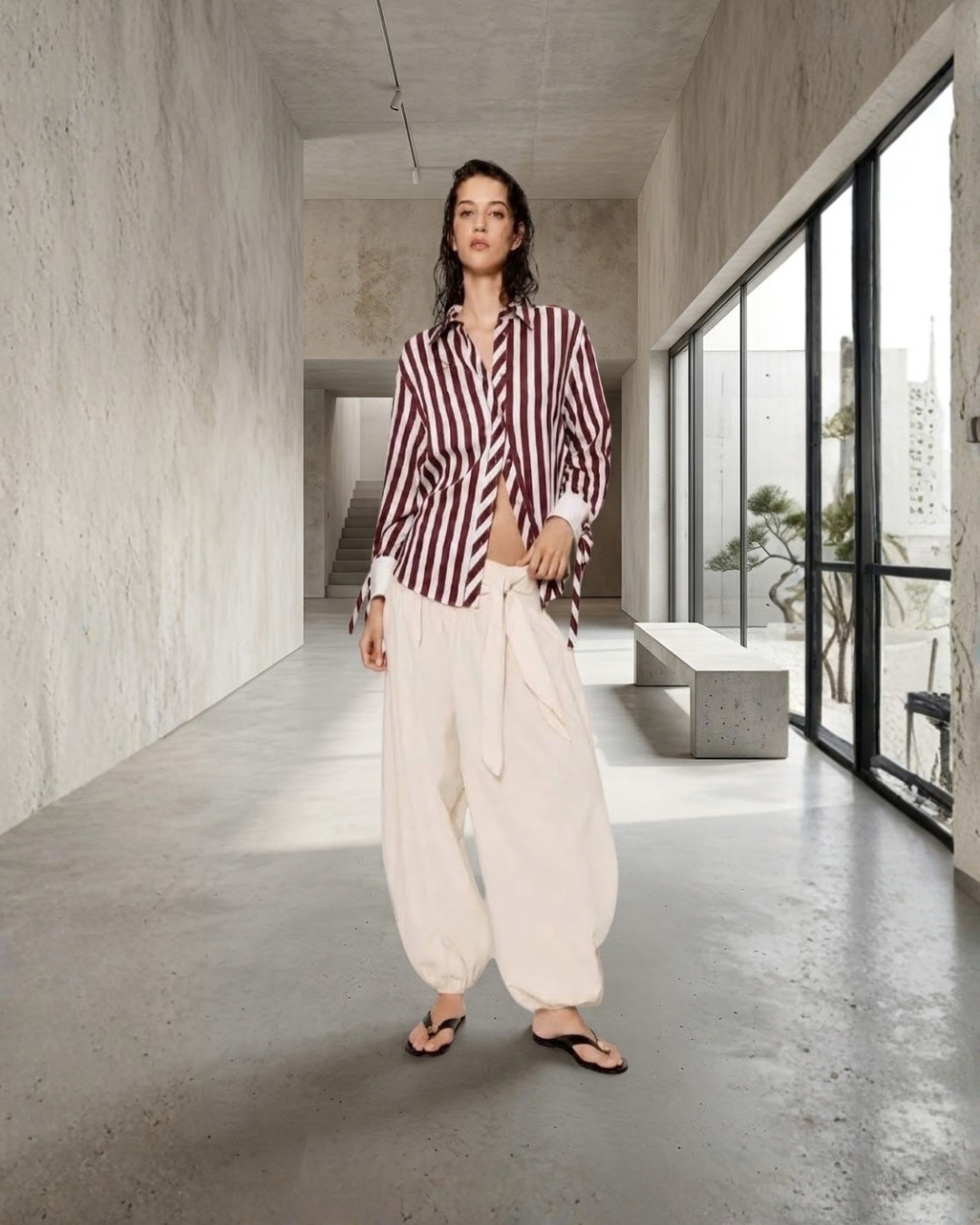 Riviera Stripe Relaxed Button-Up Shirt