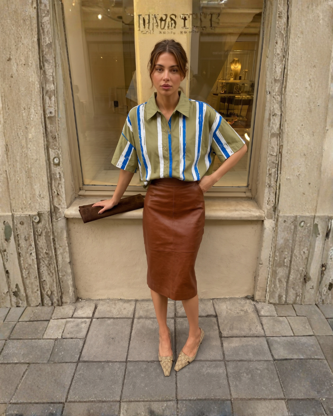 Brush Stripe Button-Up Shirt