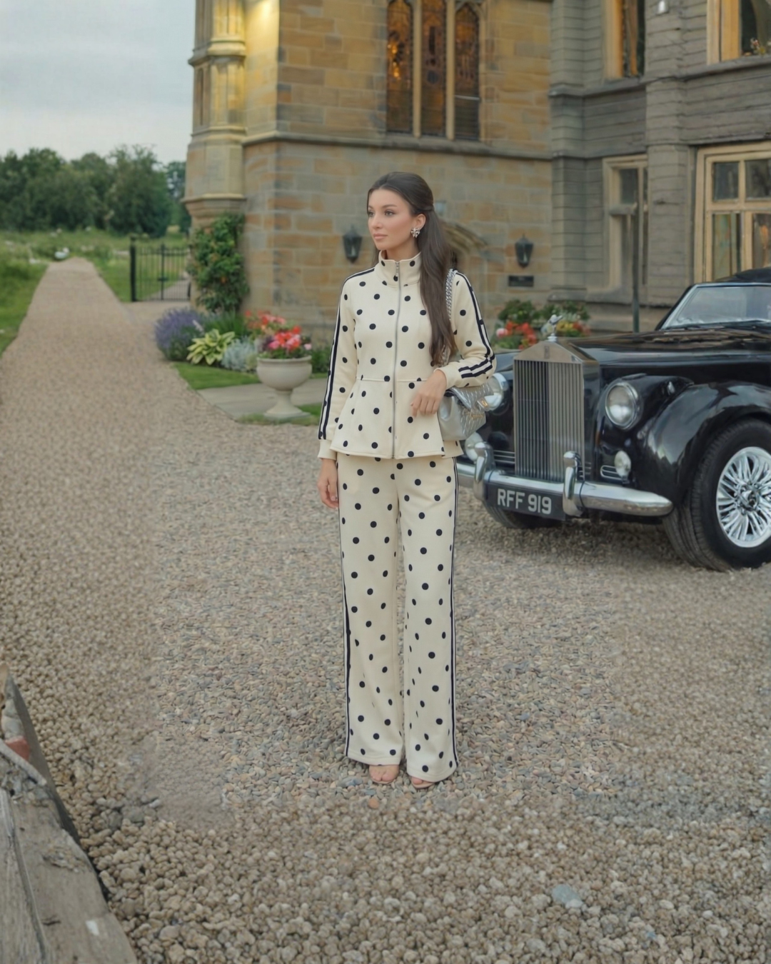 Polka Dot Peplum Track Set