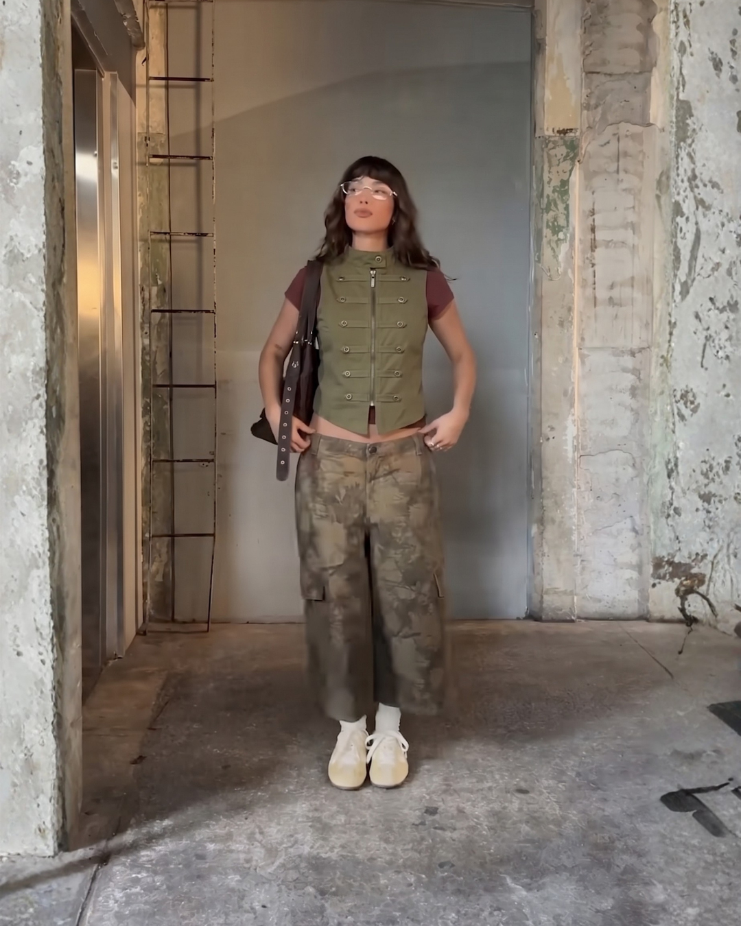 Military Zip-Front Cropped Vest