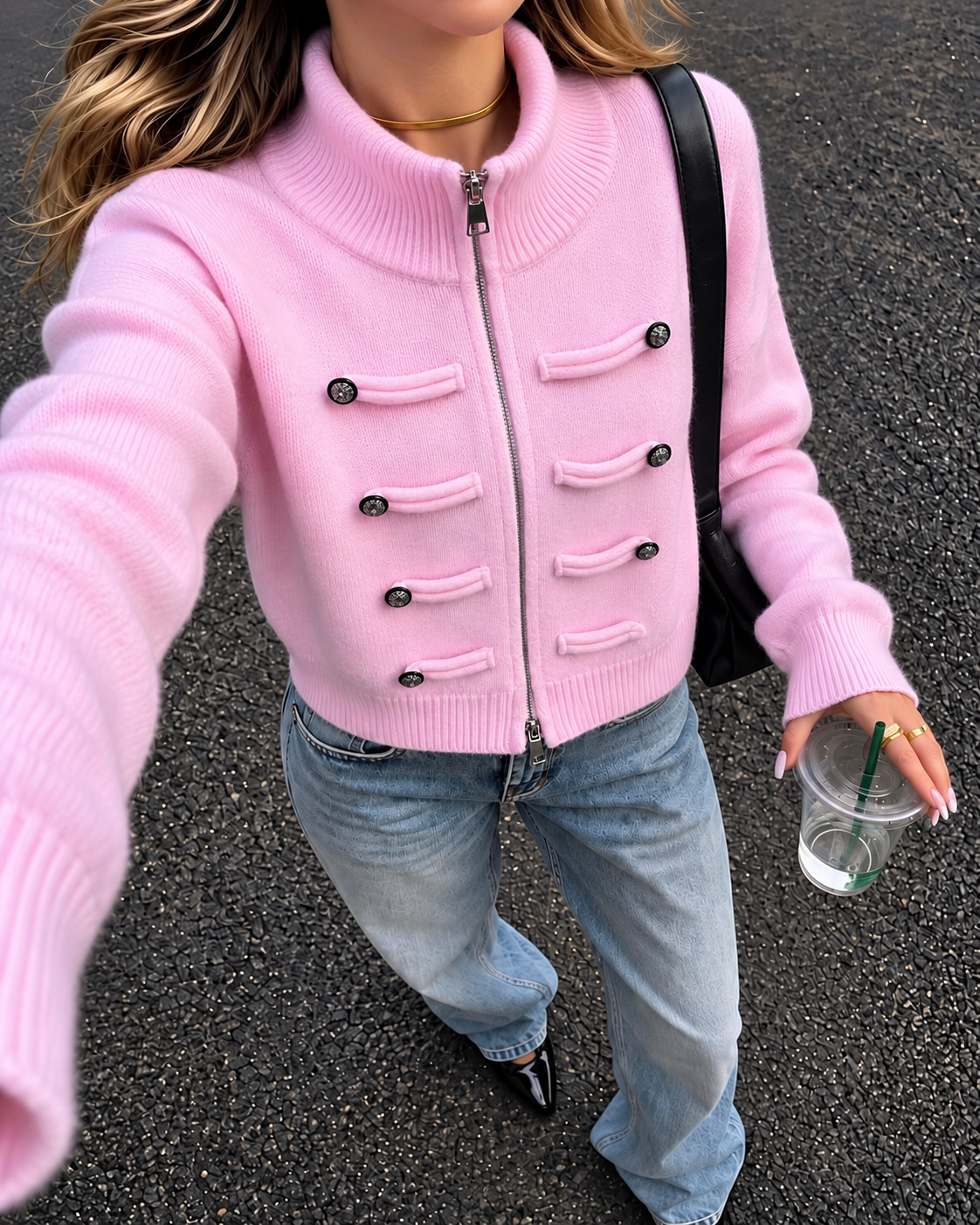 Military Toggle Zip Knit Cardigan