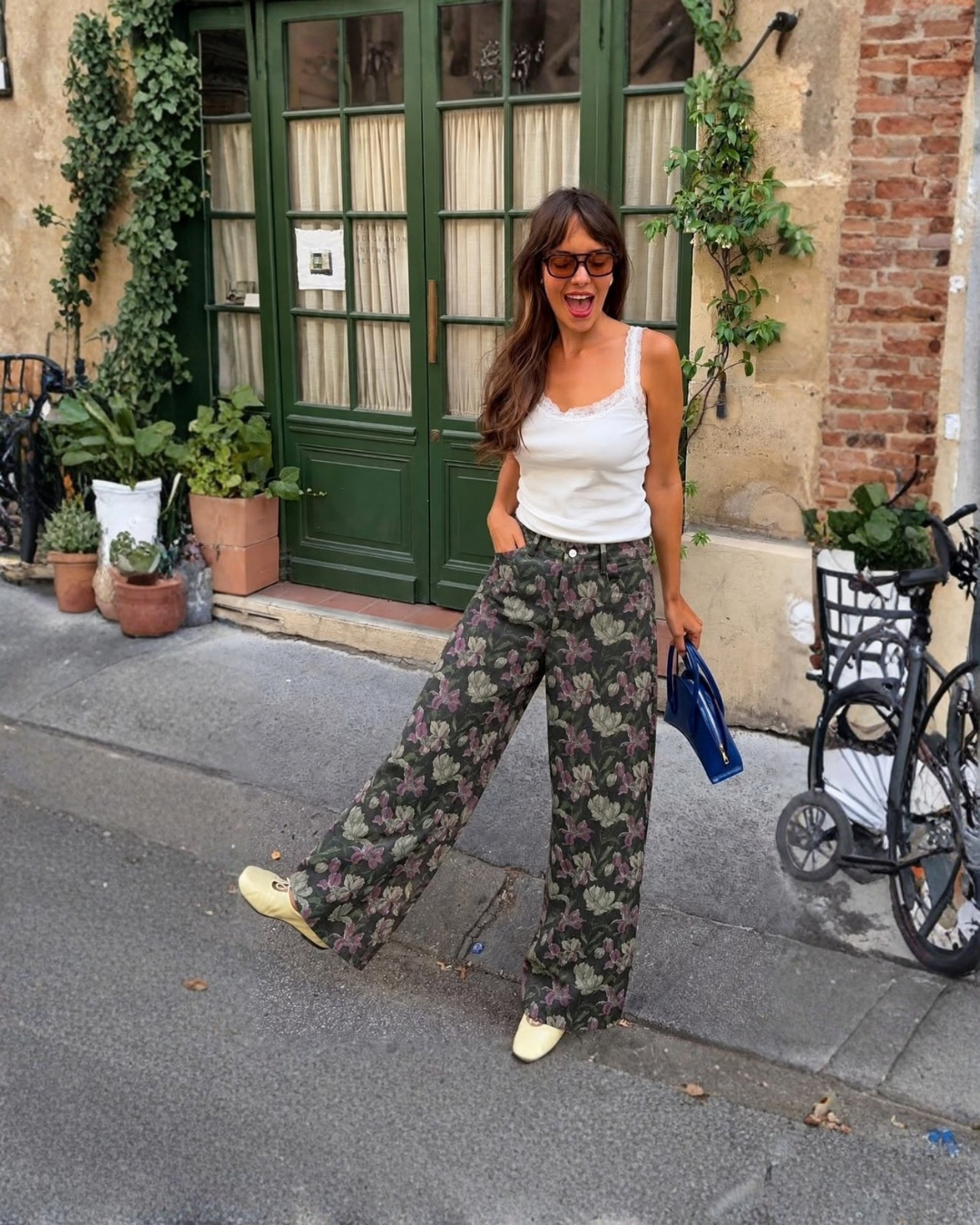 Vintage Floral Wide Leg Pants