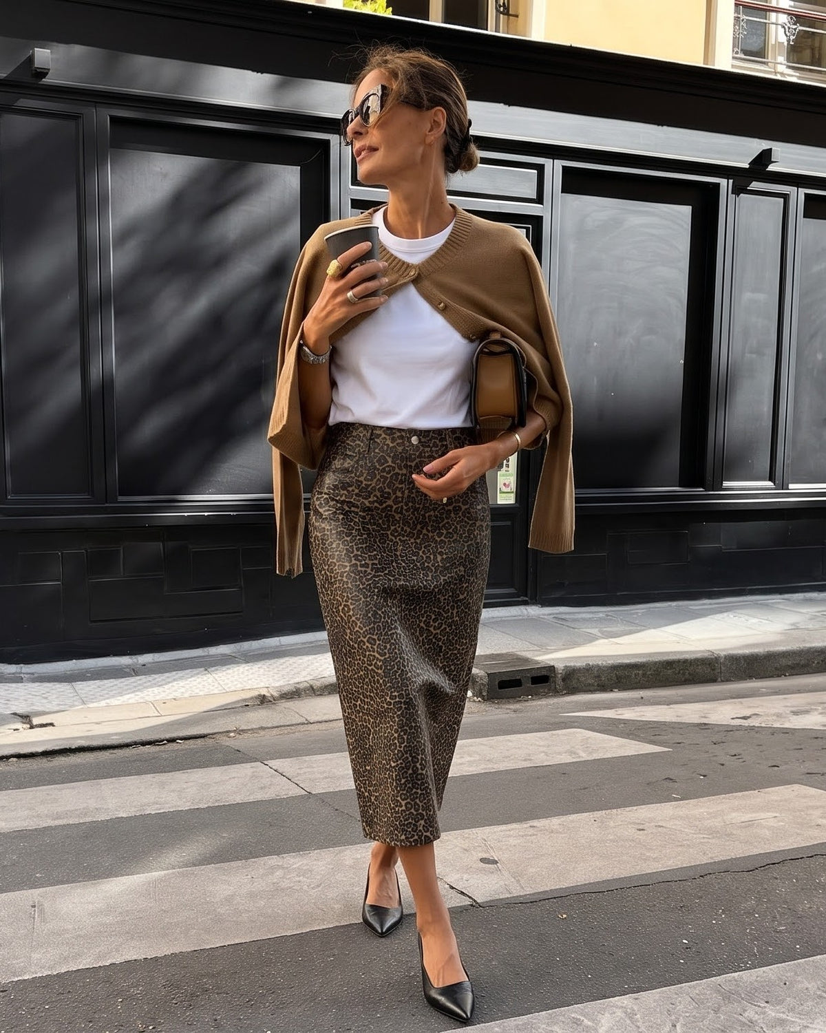 City Muse Leopard Midi Skirt