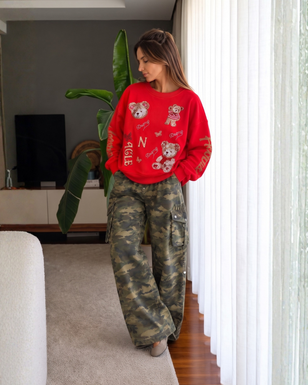 Teddy Spark Embellished Sweatshirt