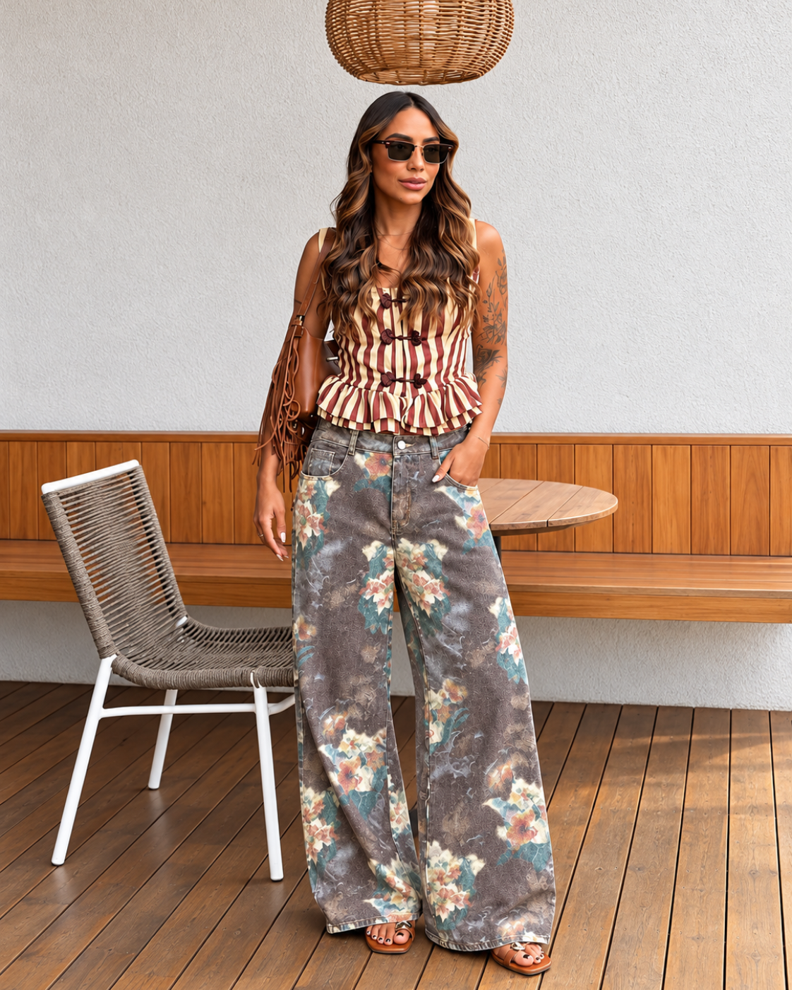 Vintage Bloom Wide-Leg Jeans