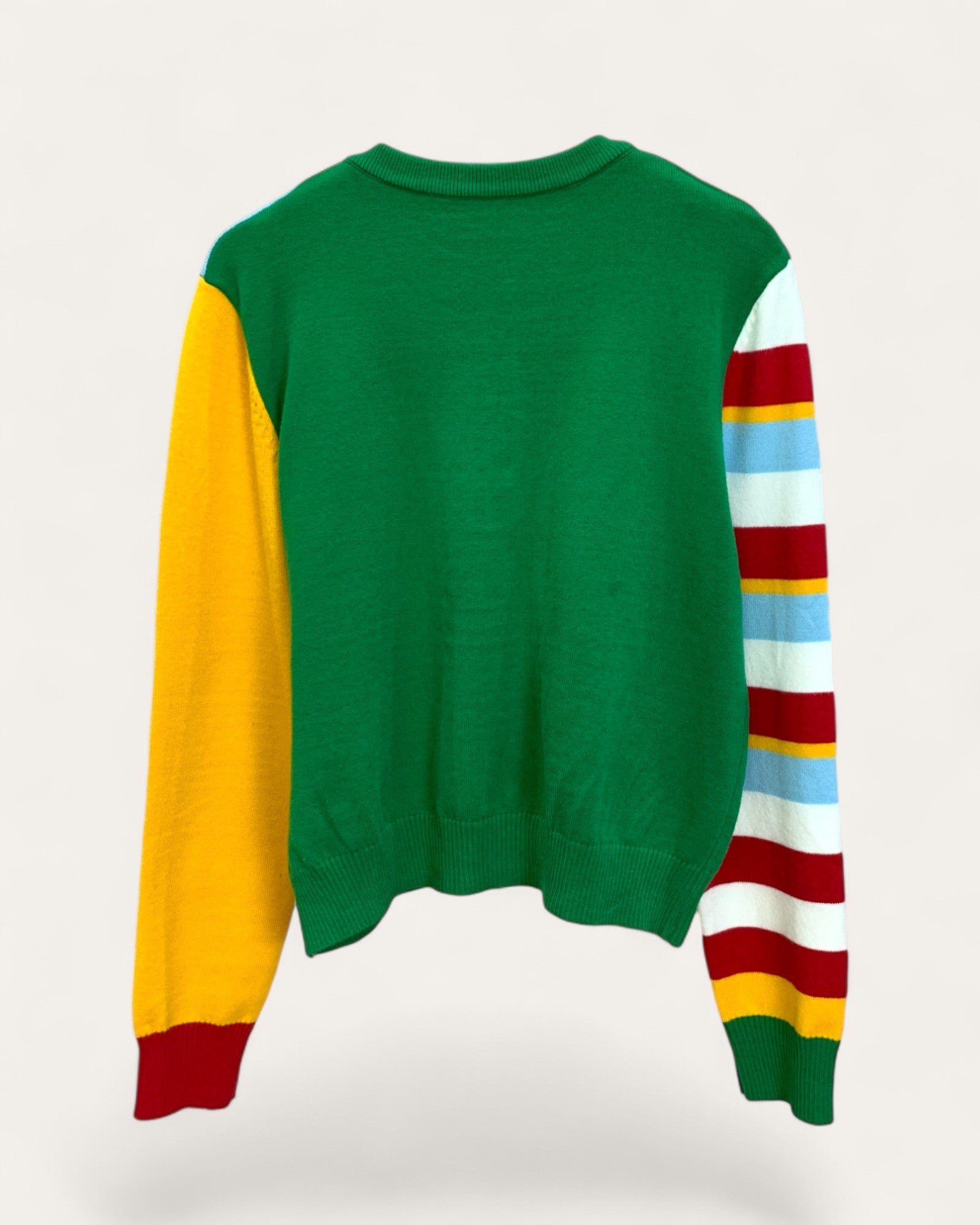 Colorblock Cat Chair Graphic Knit Cardigan