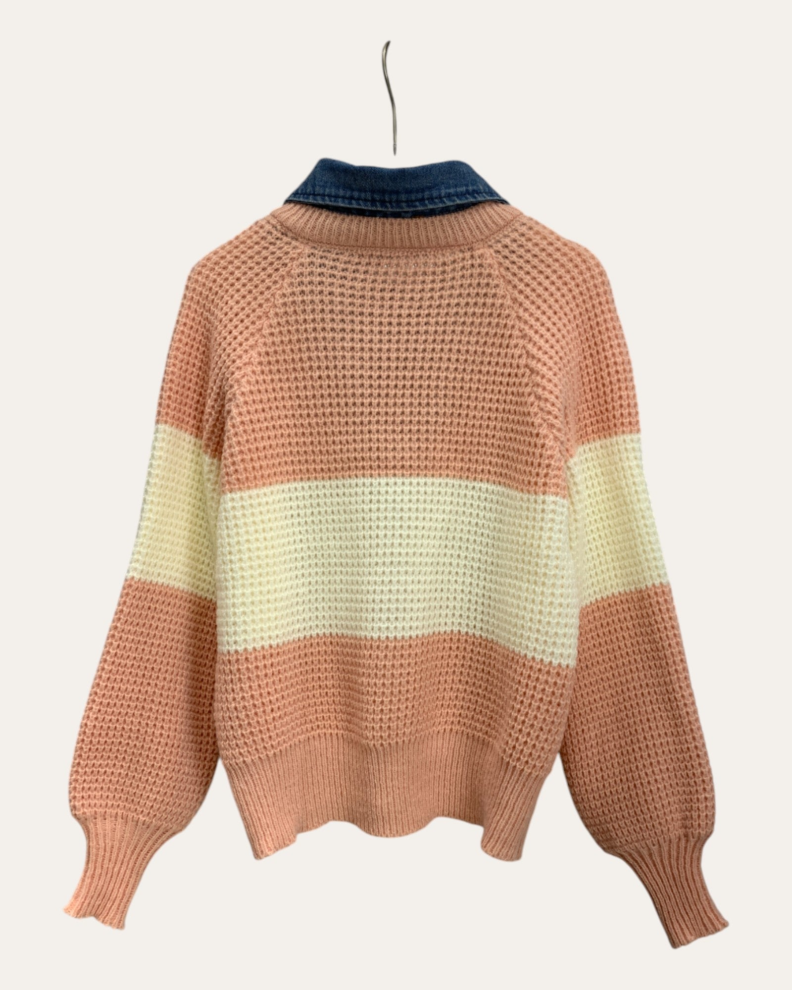 Colorblock Textured V-Neck Sweater