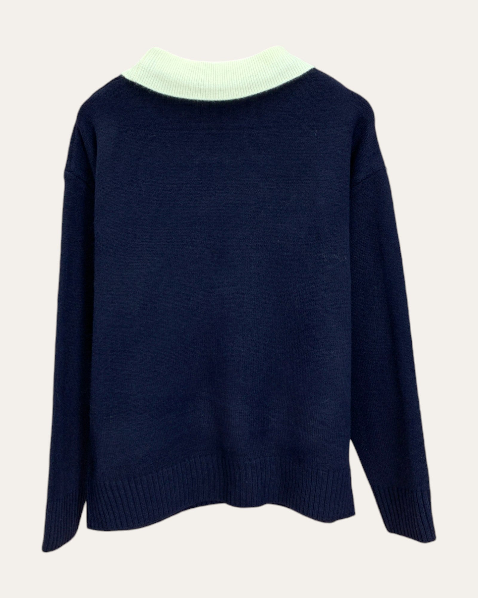 Contrast Collar Cat Graphic Sweater