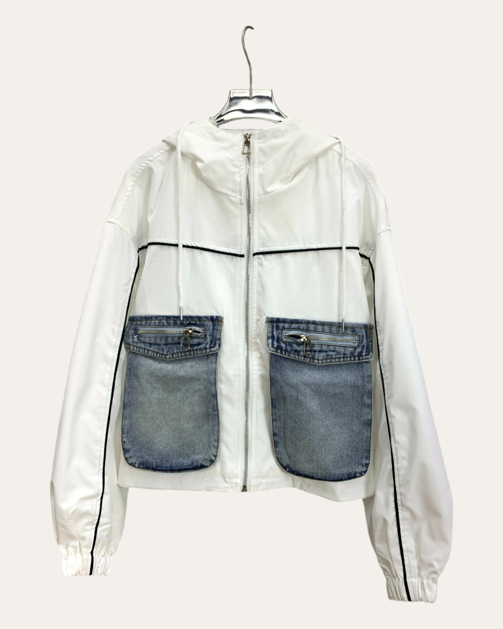 Contrast Denim Pocket Zip Jacket