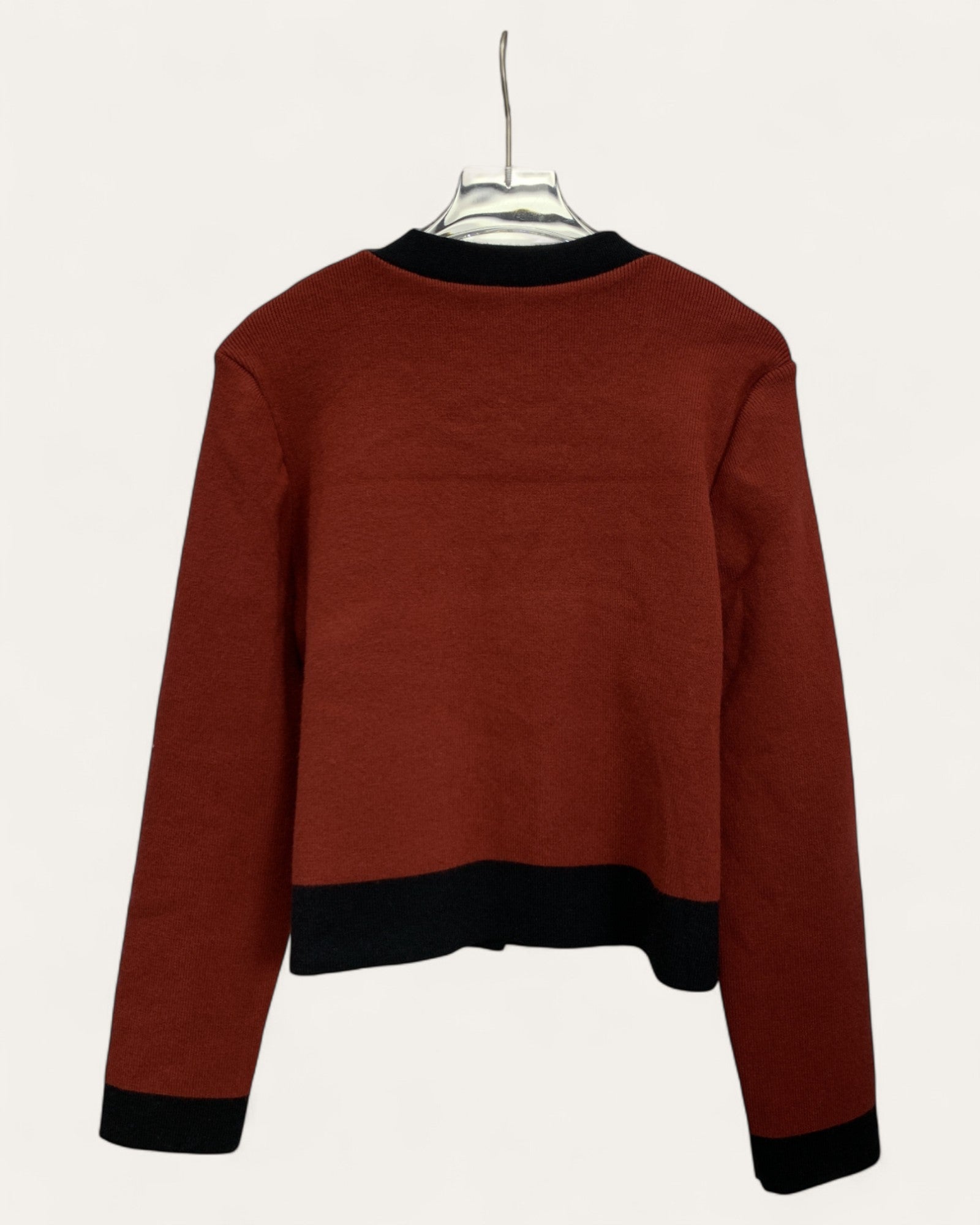 Contrast Trim Crest Knit Cardigan