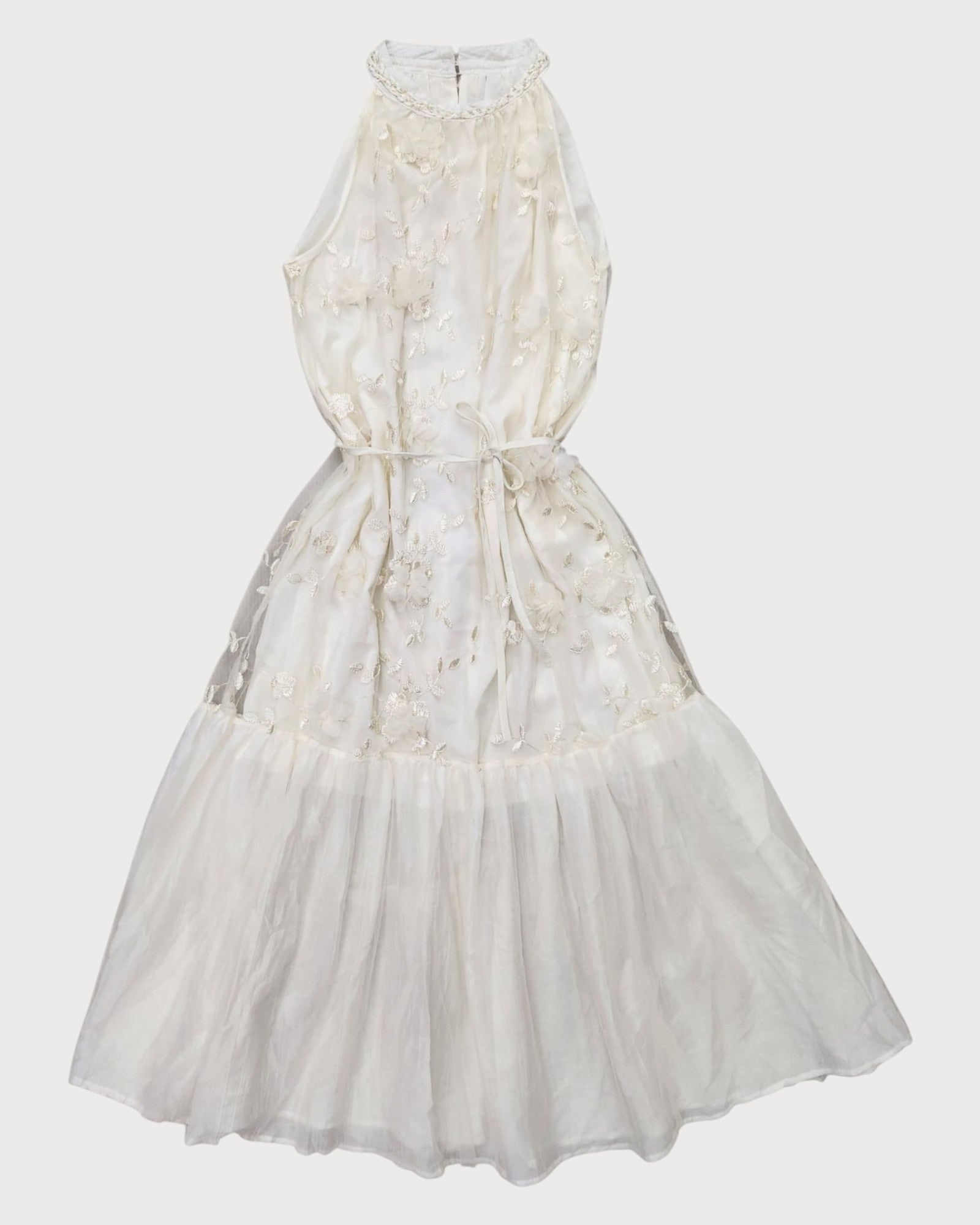 Floral Embroidered Sleeveless Maxi Dress