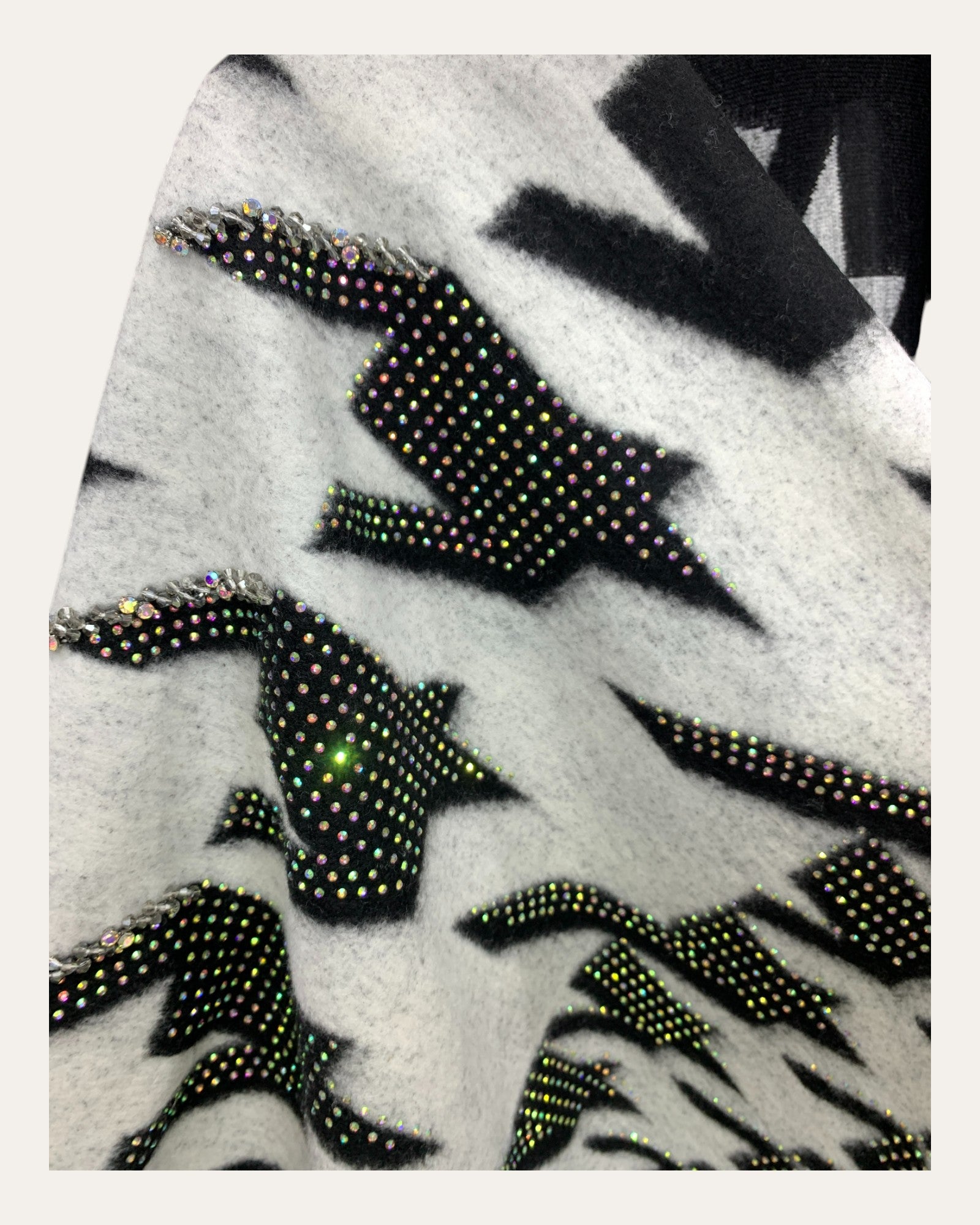 Houndstooth Rhinestone Fringe Poncho