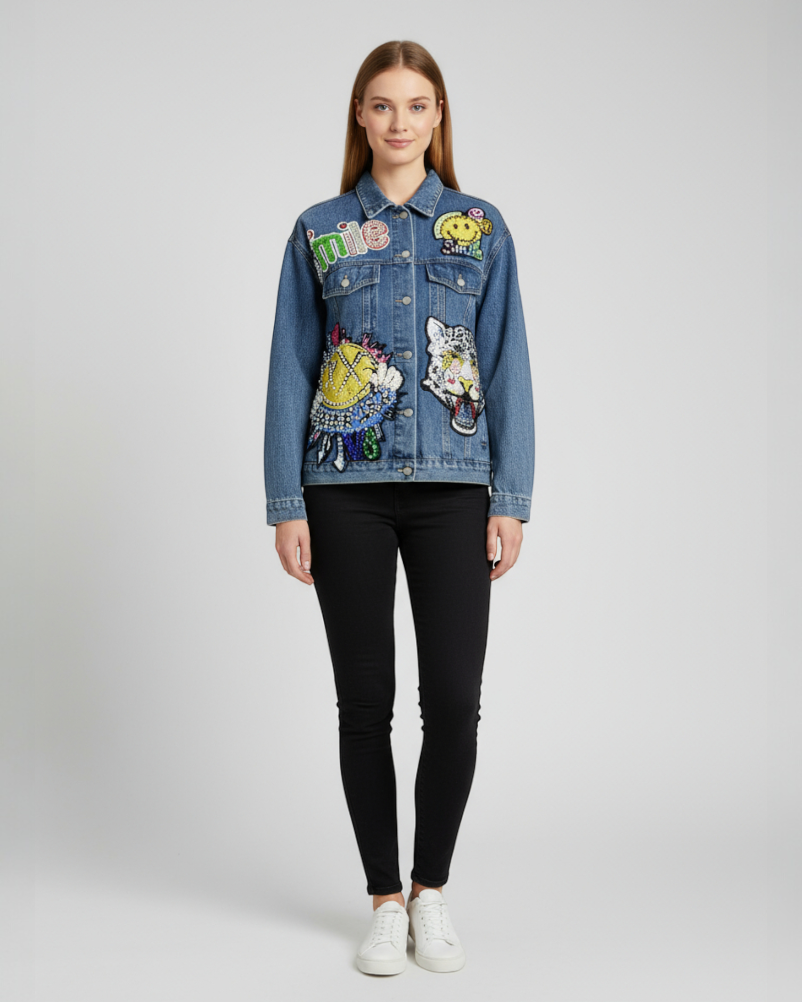 Embellished “Smile” Denim Jacket