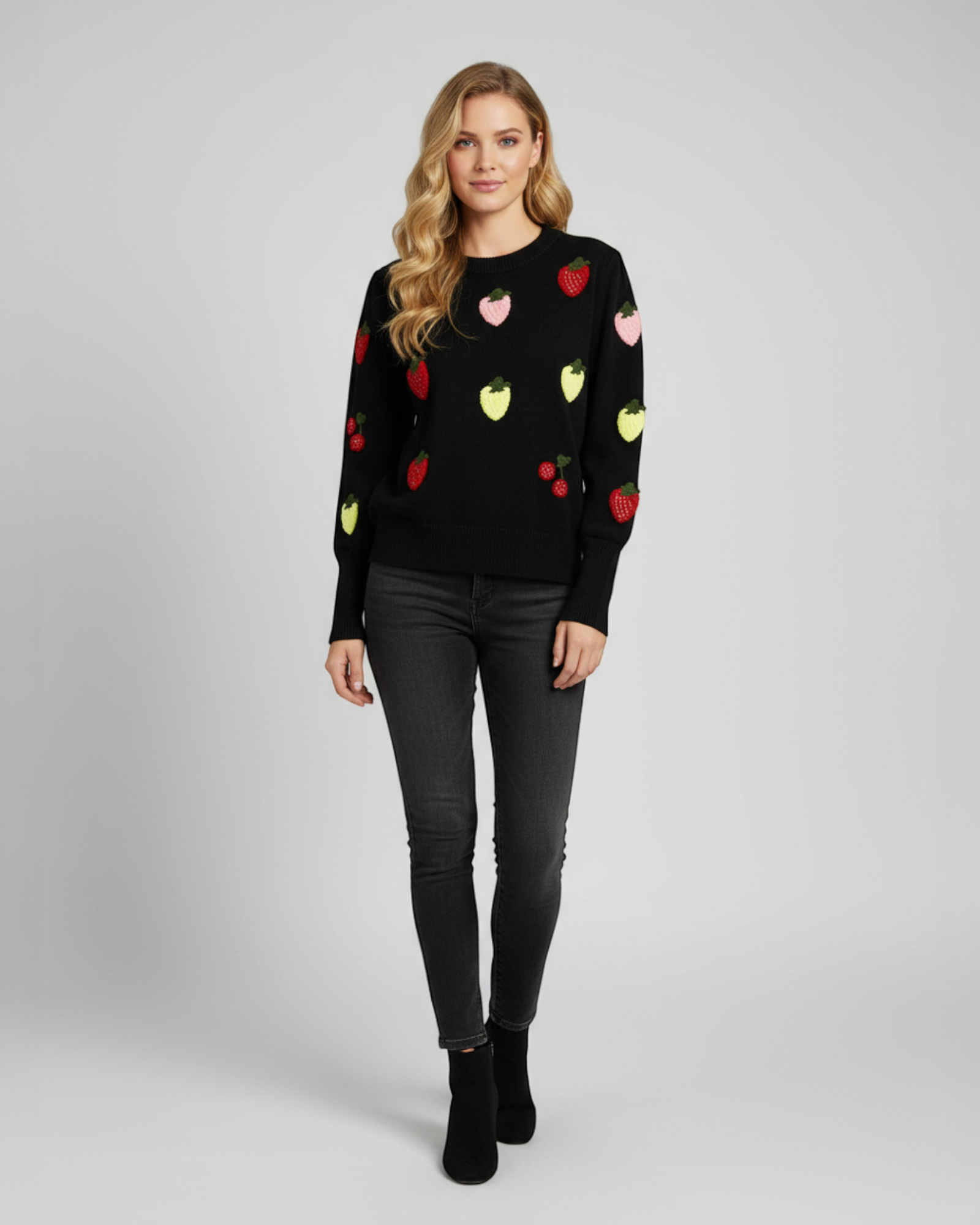 Fruit Embroidery Knit Sweater