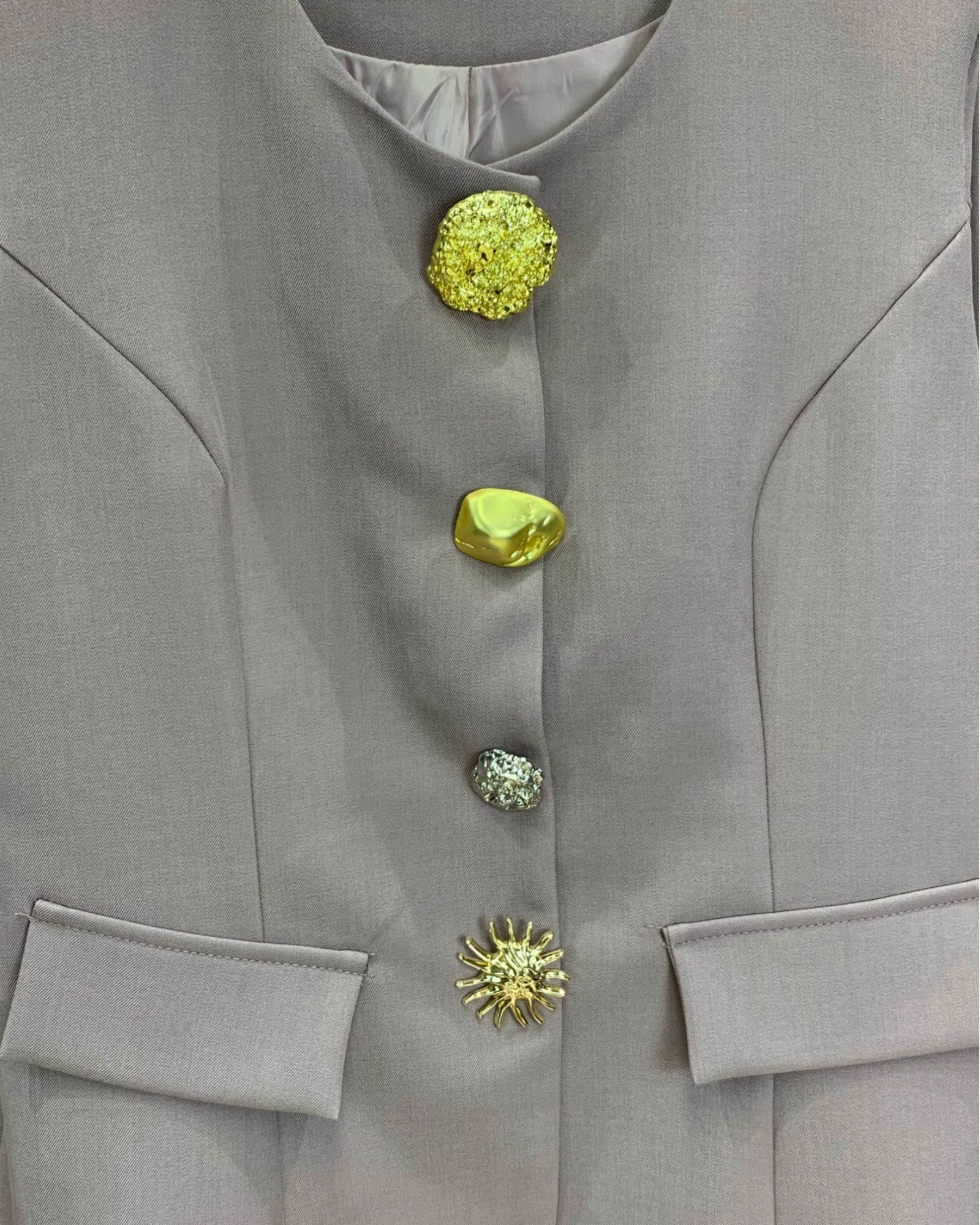 Statement Button Sleeveless Pant Suit