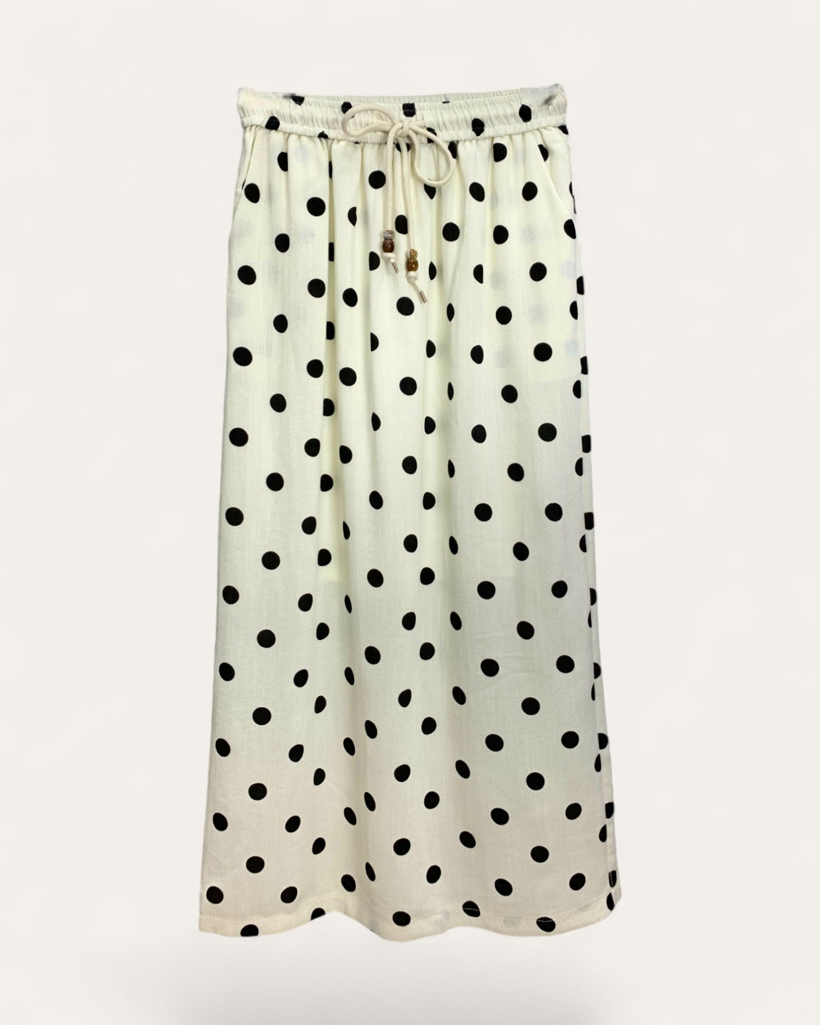 Polka Dot Drawstring Midi Skirt
