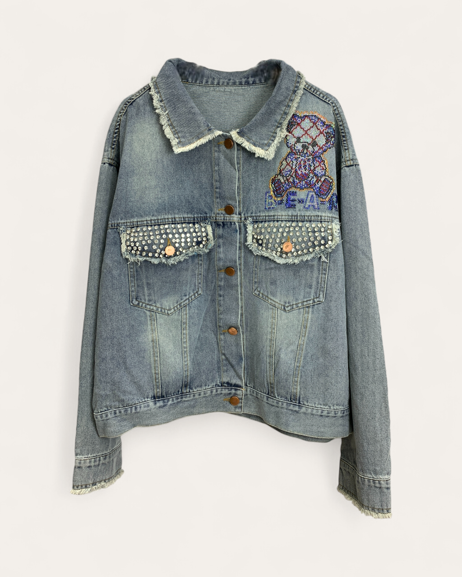 Beaded Teddy Denim Jacket