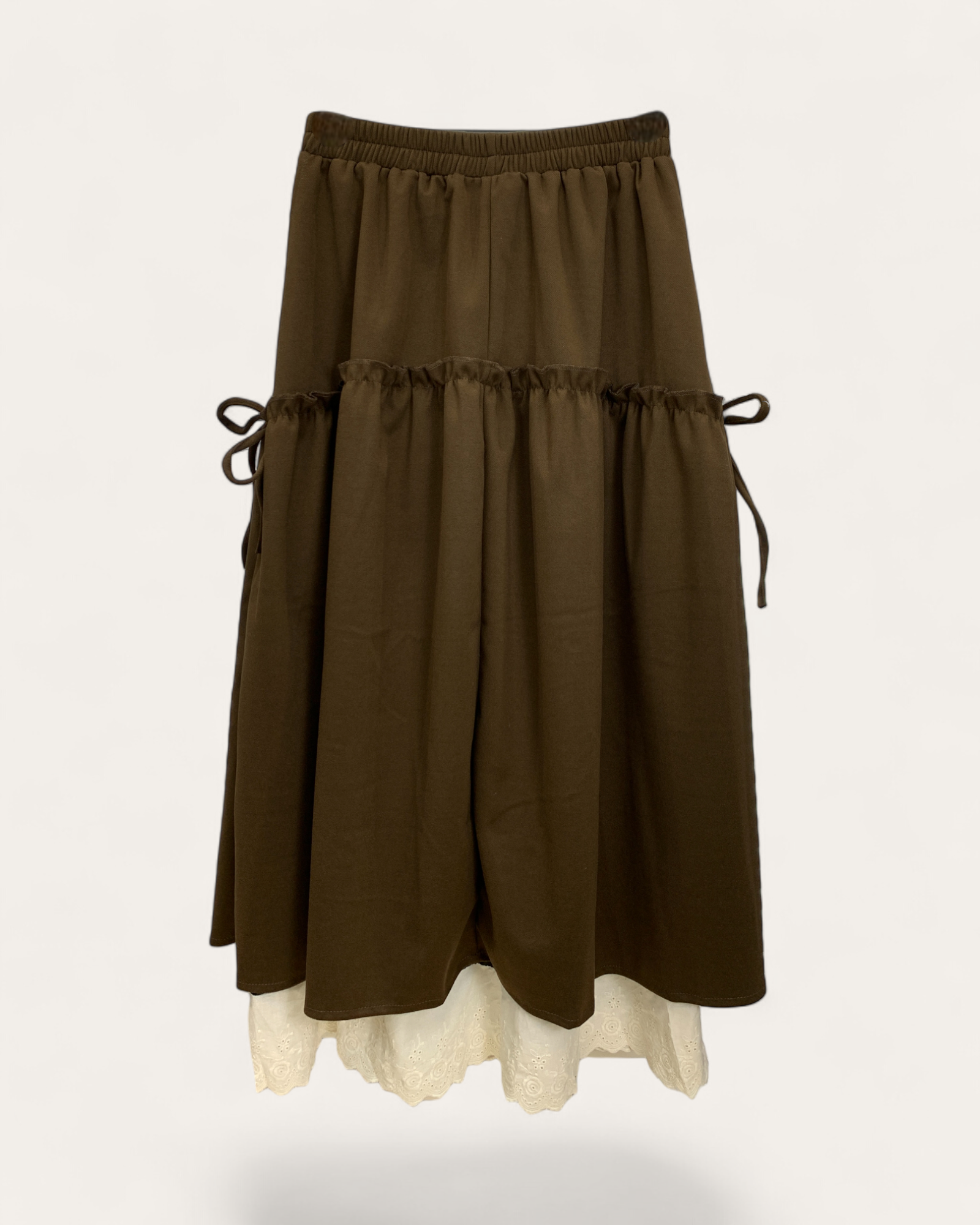 Contrast Lace Hem Tiered Skirt