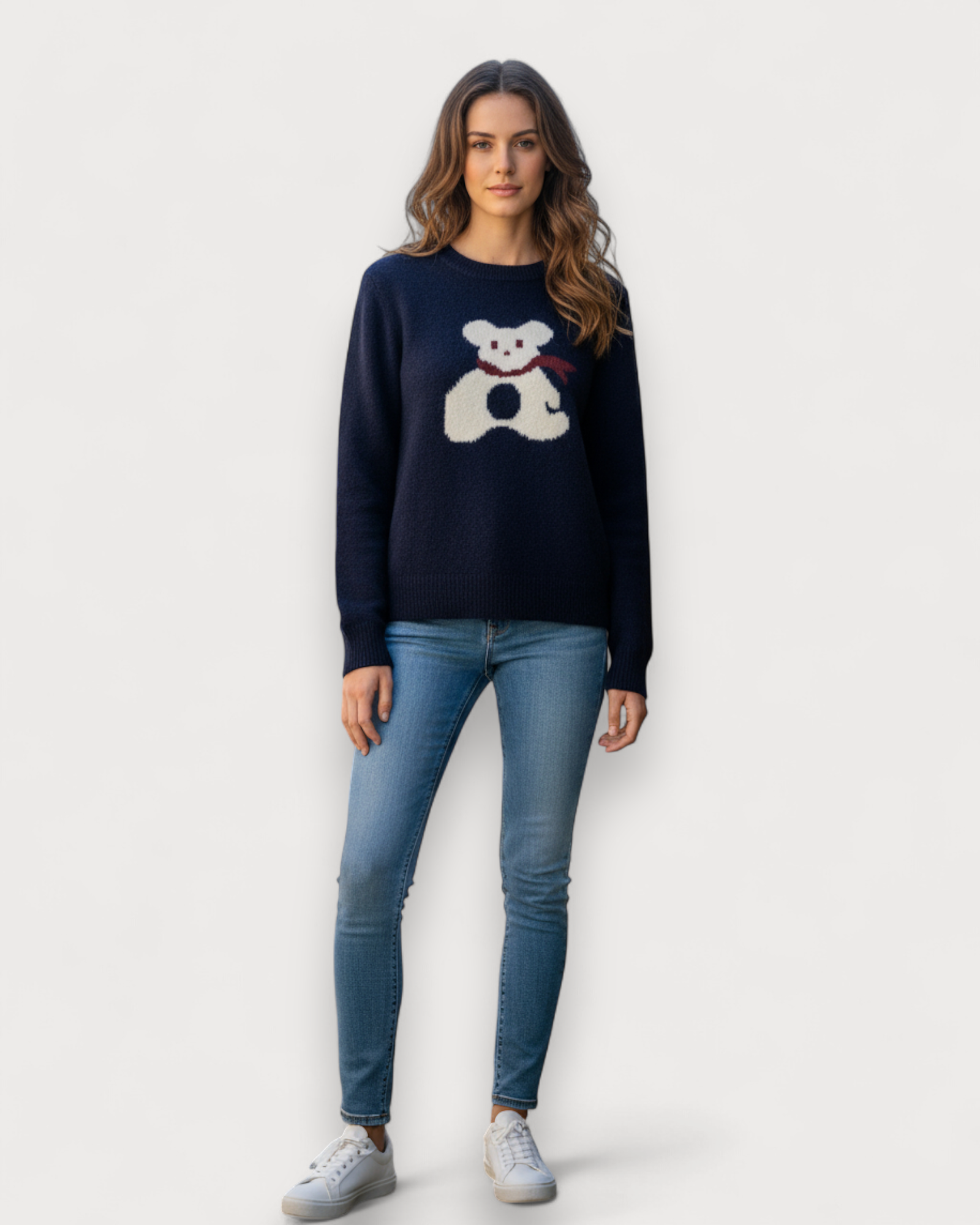 Teddy Motif Knit Pullover