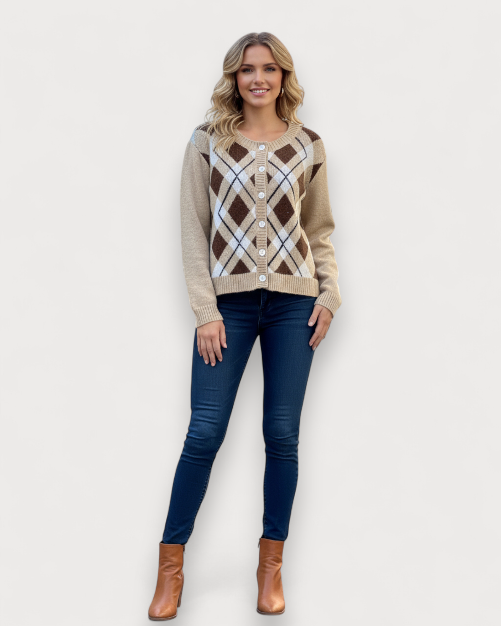 Argyle Button Cardigan