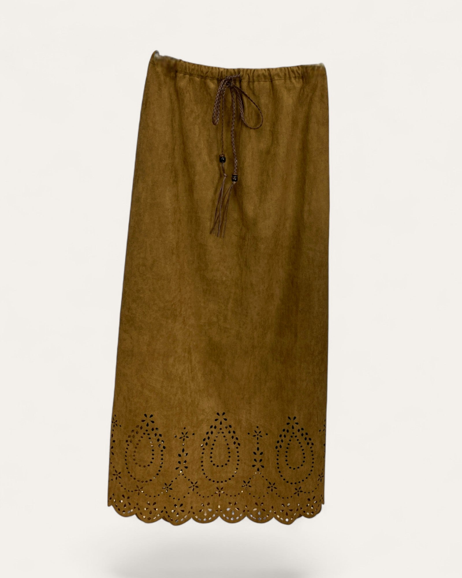 Laser-Cut Hem Midi Skirt