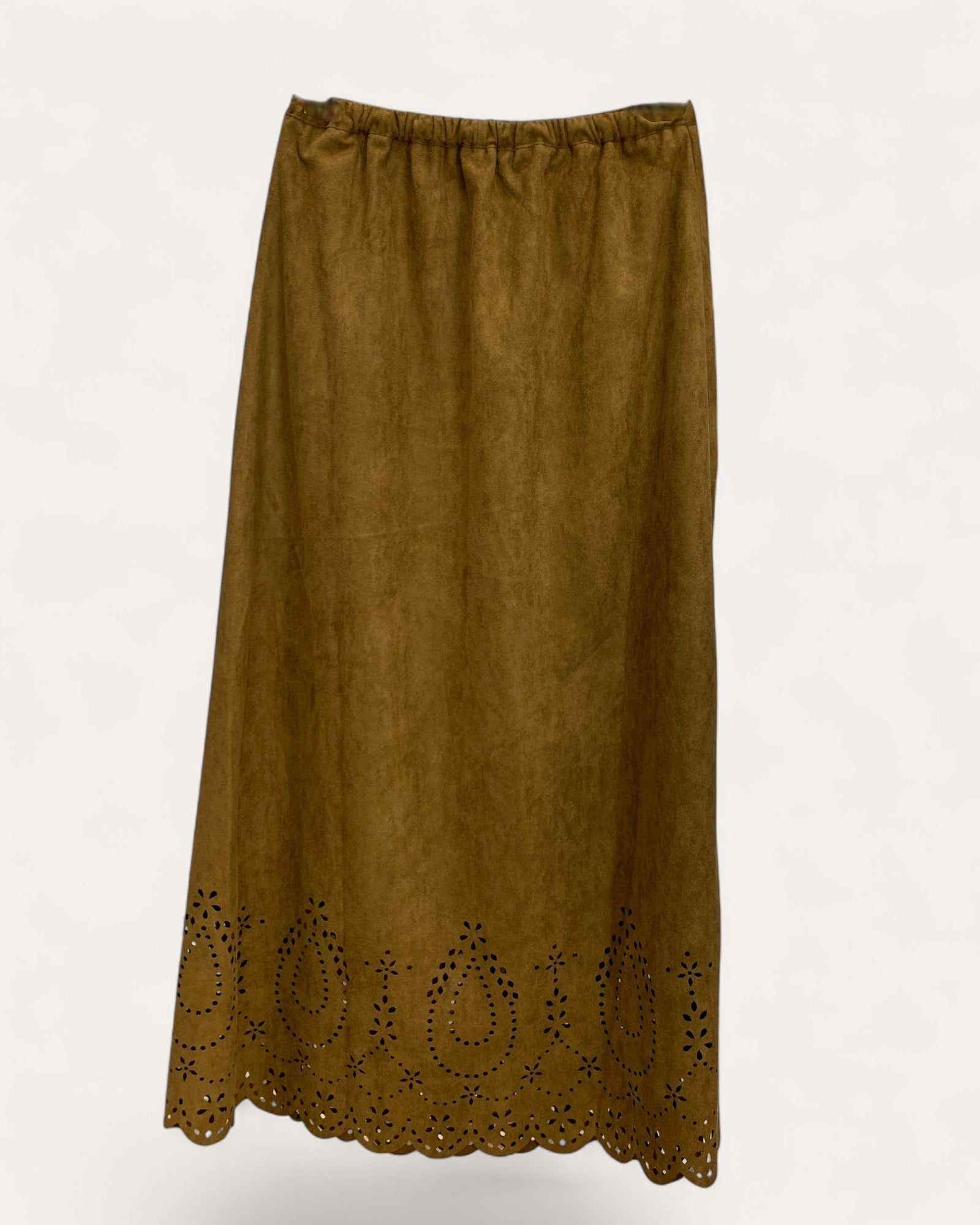 Laser-Cut Hem Midi Skirt