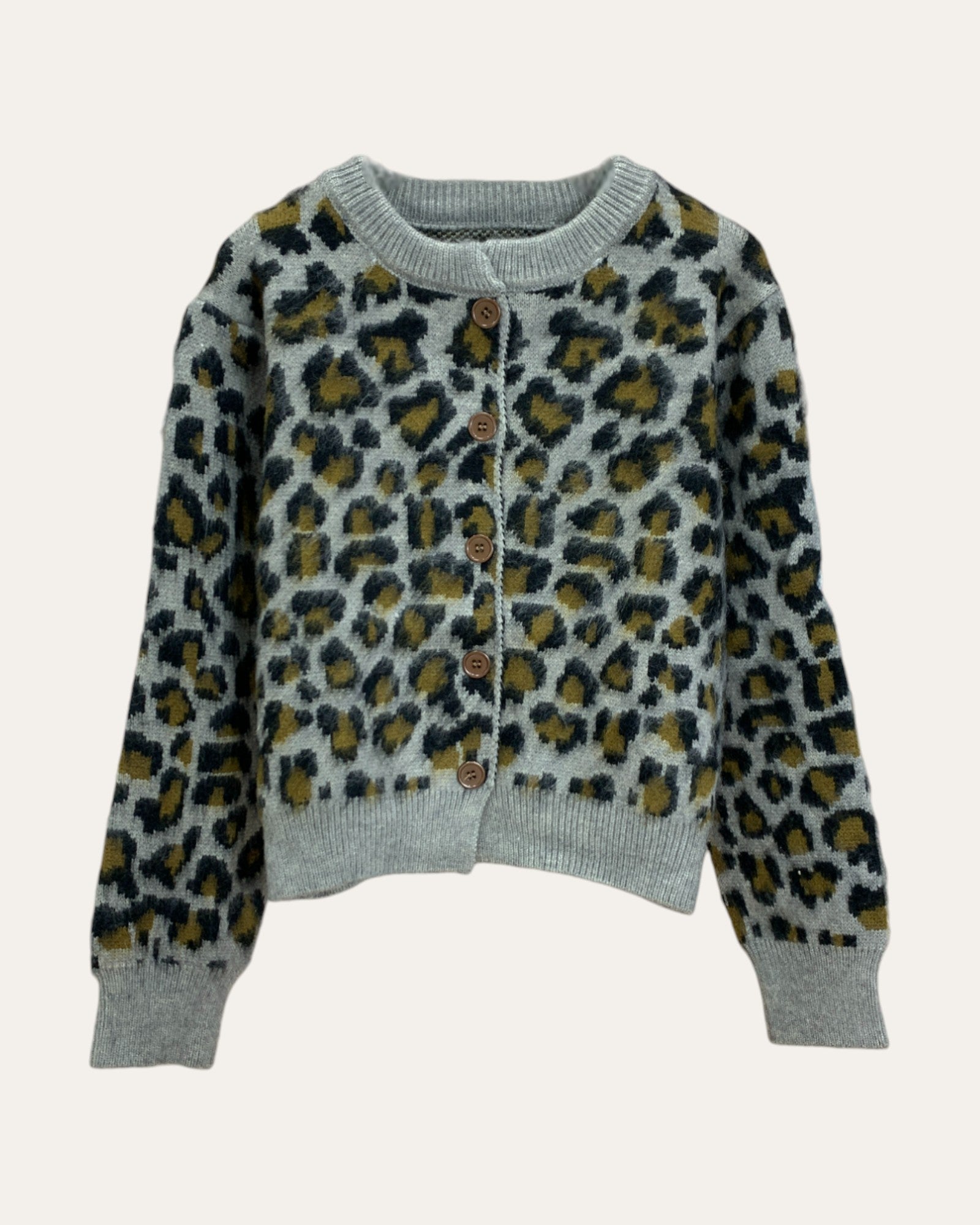 Leopard Print Knit Button Cardigan