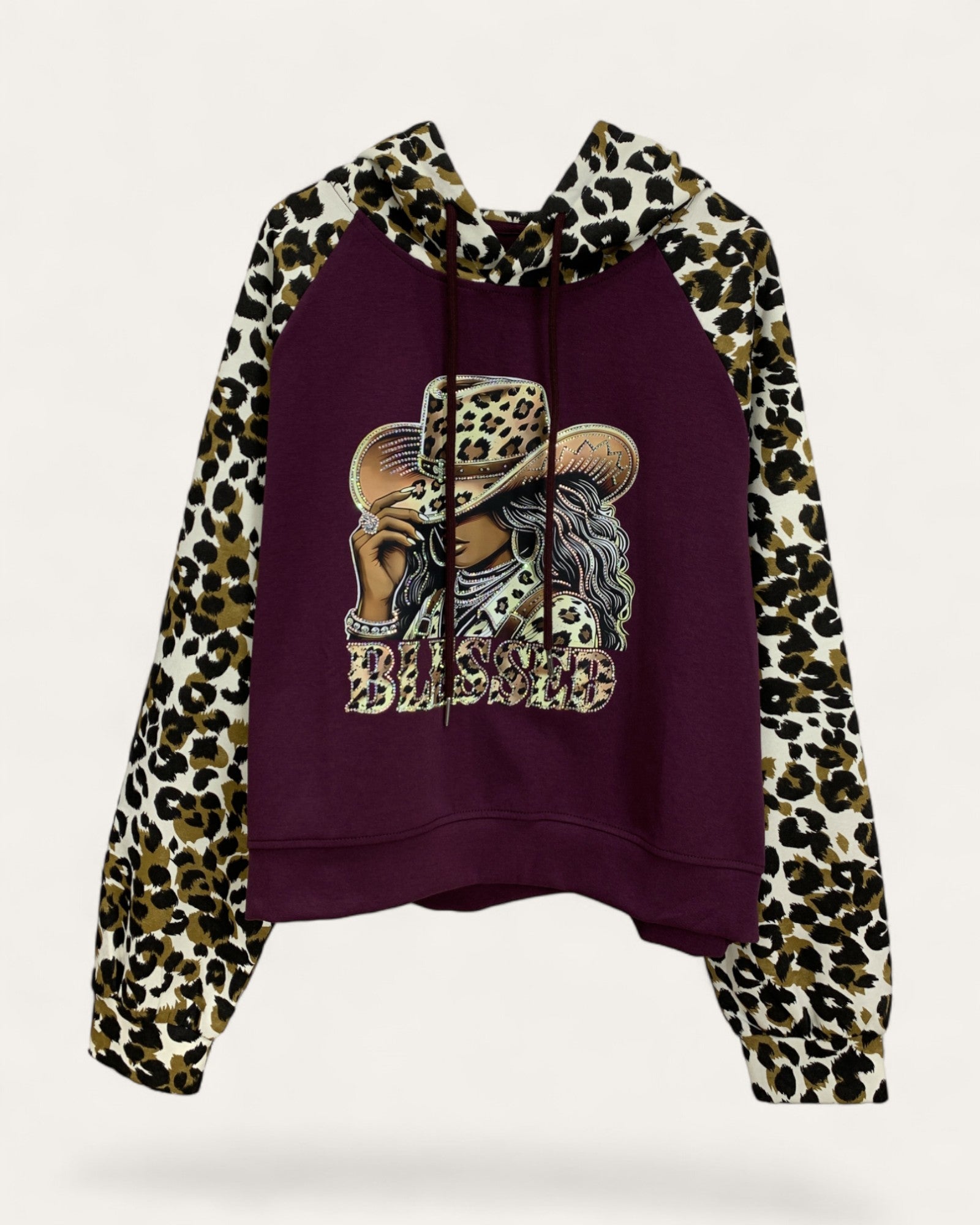 Leopard Sleeve Graphic Hoodie
